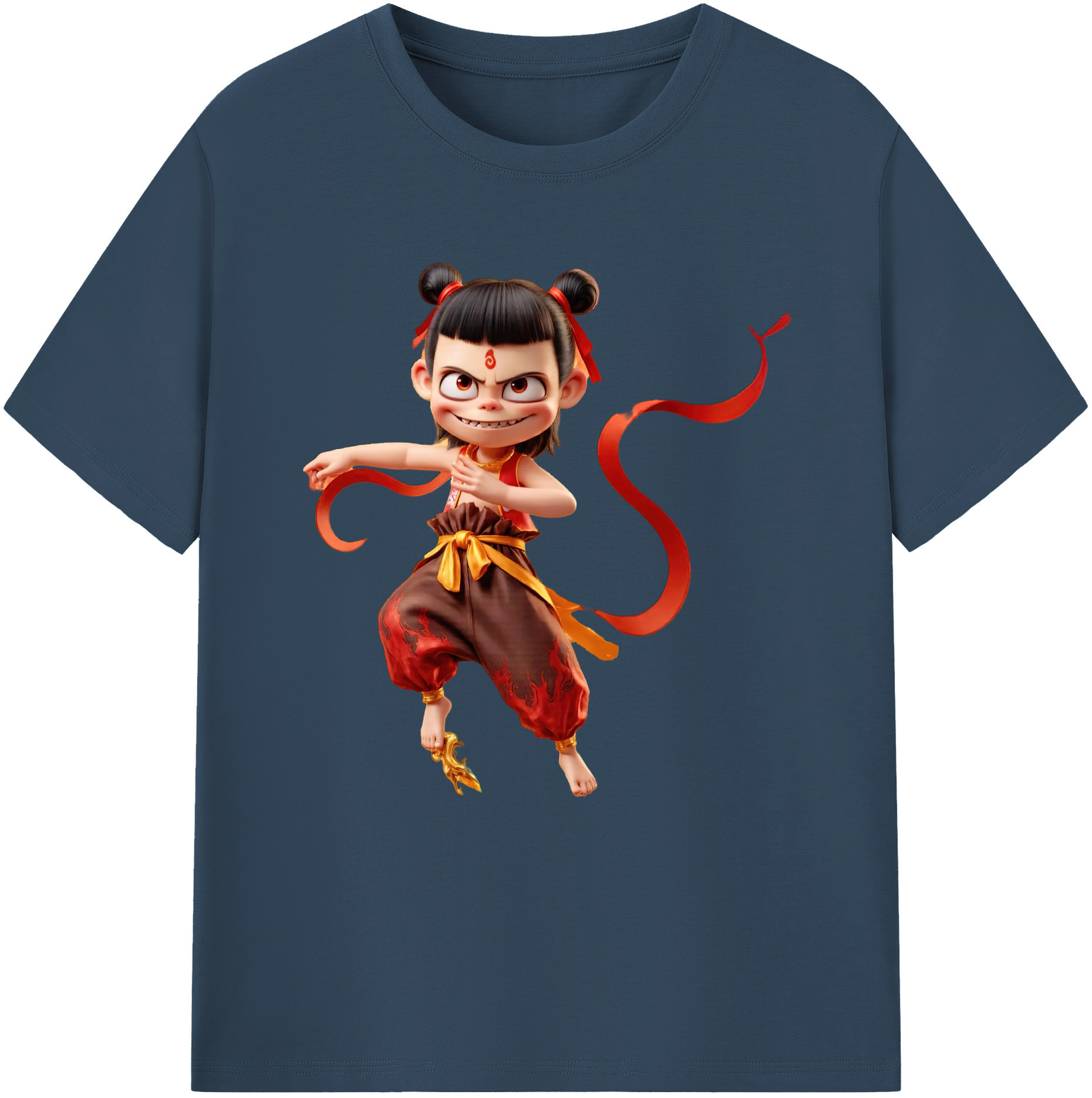 （画像用） Ne Zha 2 ナタ 魔童の大暴れ 綿100％半袖Tシャツ（フロントプリント）