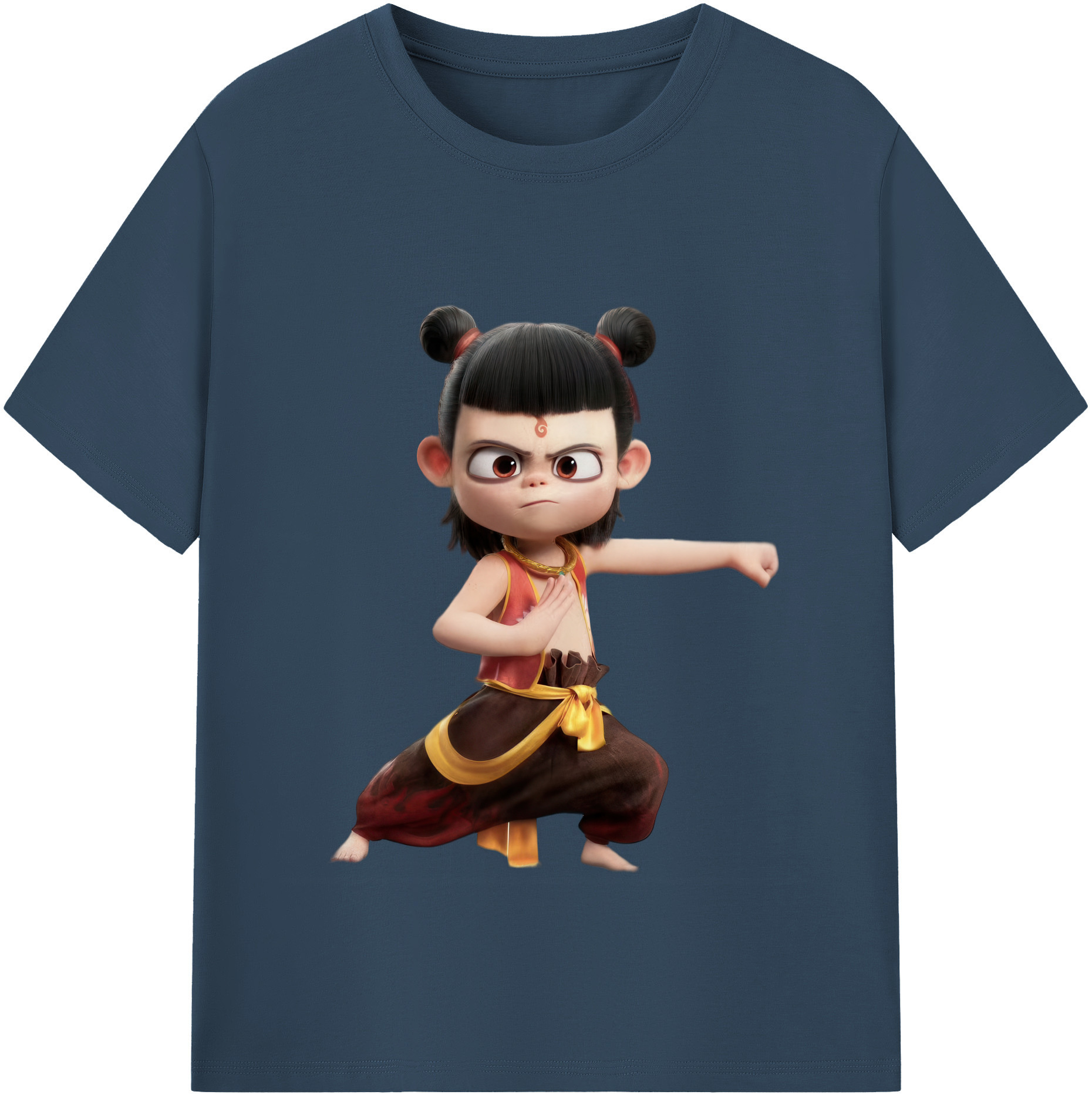 （画像用） Ne Zha 2 ナタ 魔童の大暴れ 綿100％半袖Tシャツ（フロントプリント）