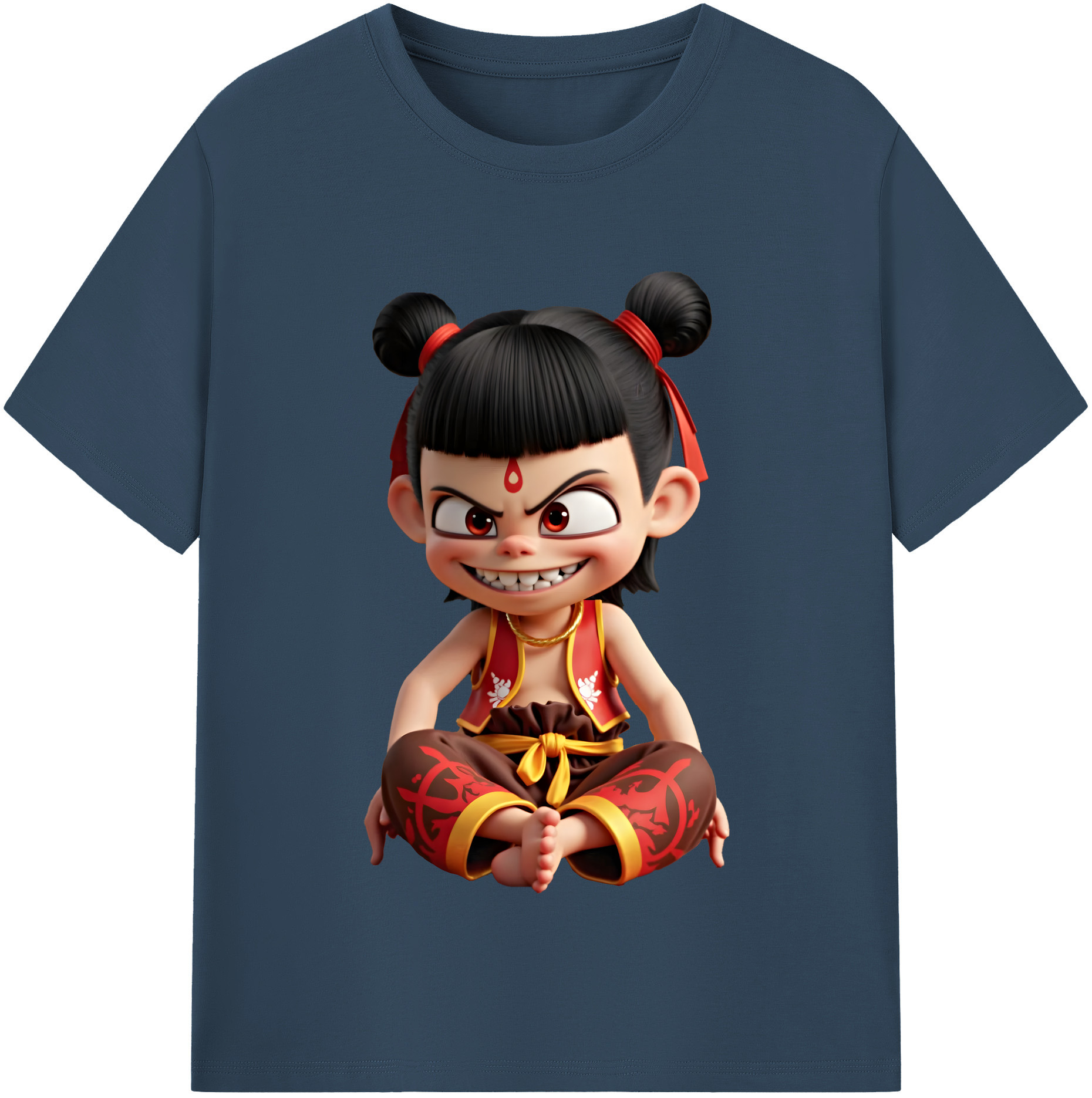 （画像用） Ne Zha 2 ナタ 魔童の大暴れ 綿100％半袖Tシャツ（フロントプリント）