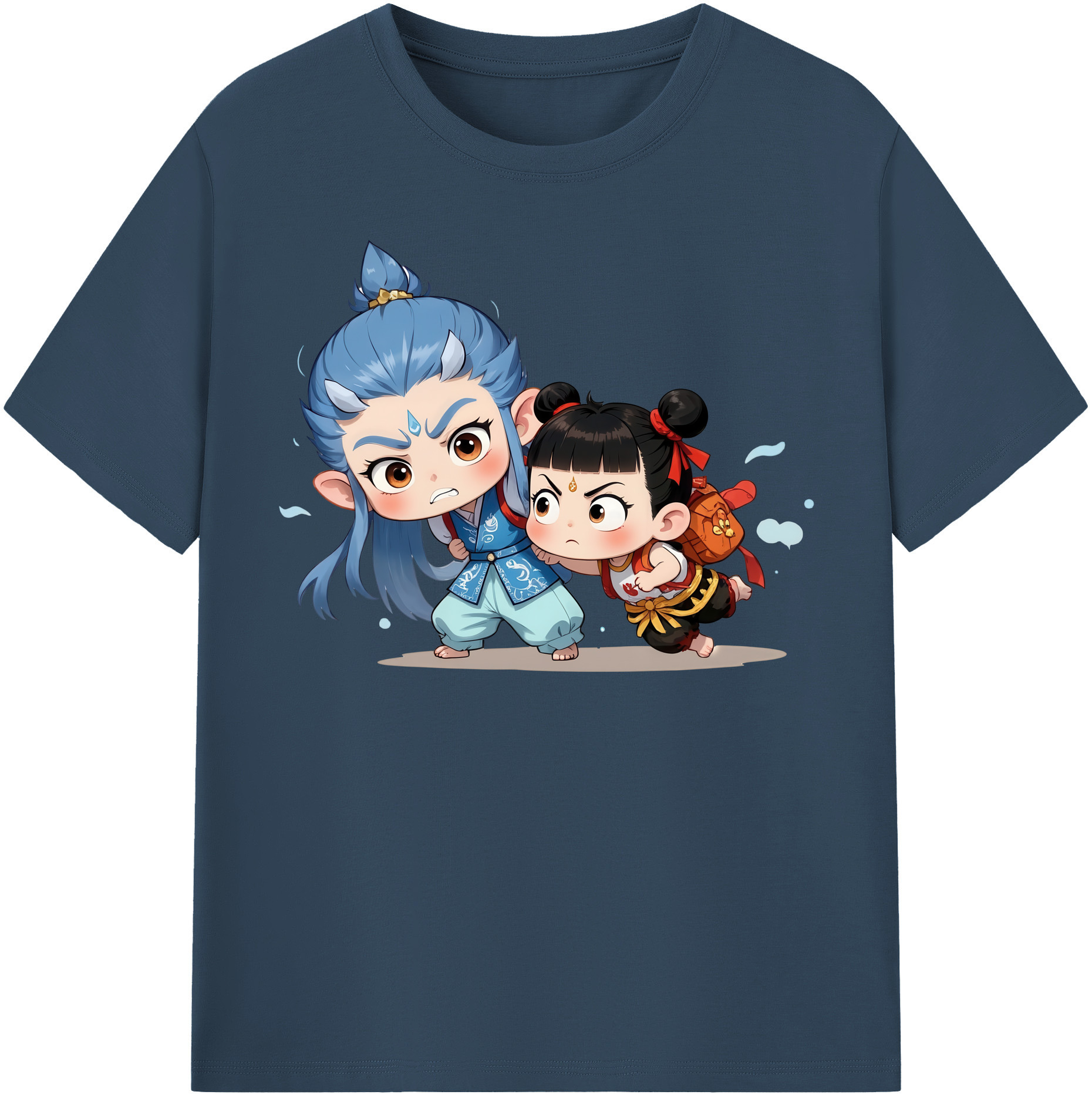 （画像用） Ne Zha 2 ナタ 魔童の大暴れ 綿100％半袖Tシャツ（フロントプリント）