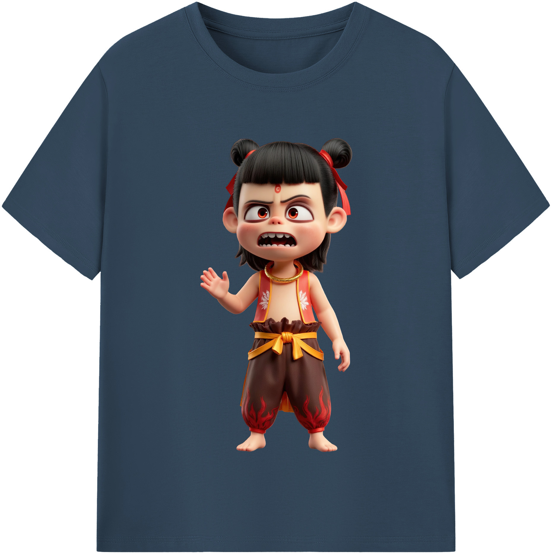 （画像用） Ne Zha 2 ナタ 魔童の大暴れ 綿100％半袖Tシャツ（フロントプリント）