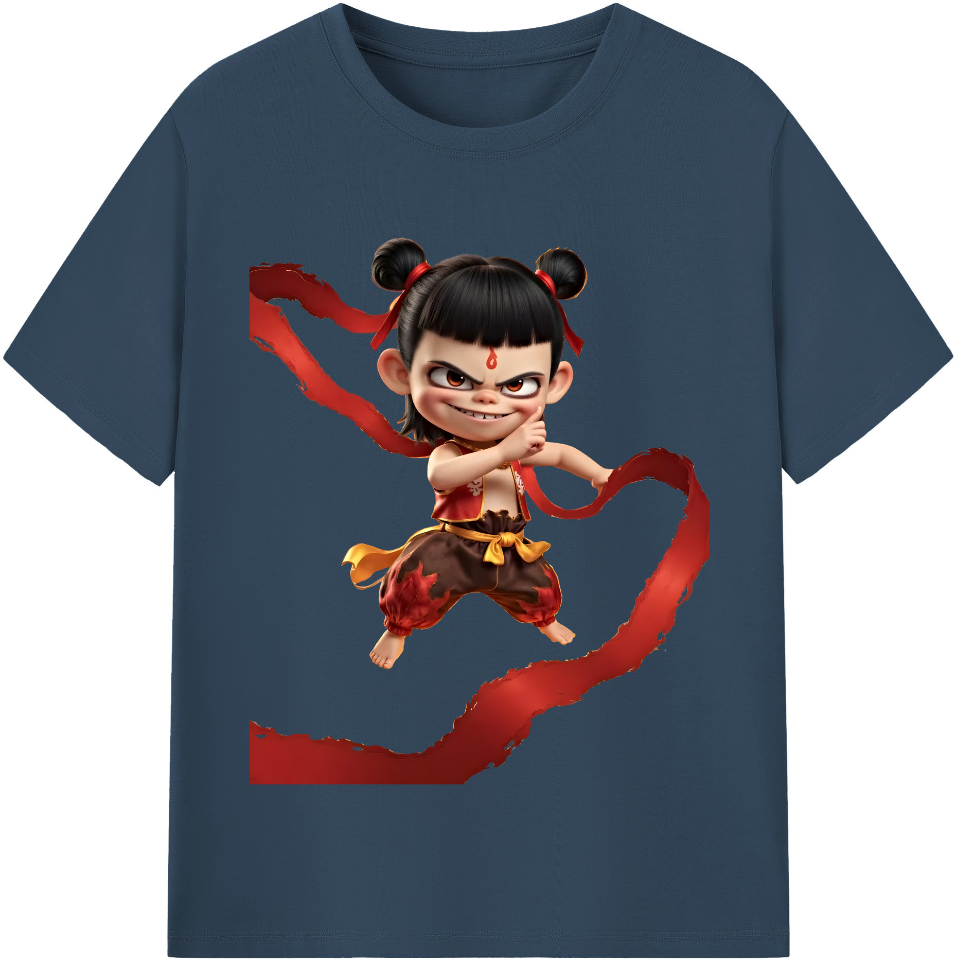 （画像用） Ne Zha 2 ナタ 魔童の大暴れ 綿100％半袖Tシャツ（フロントプリント）