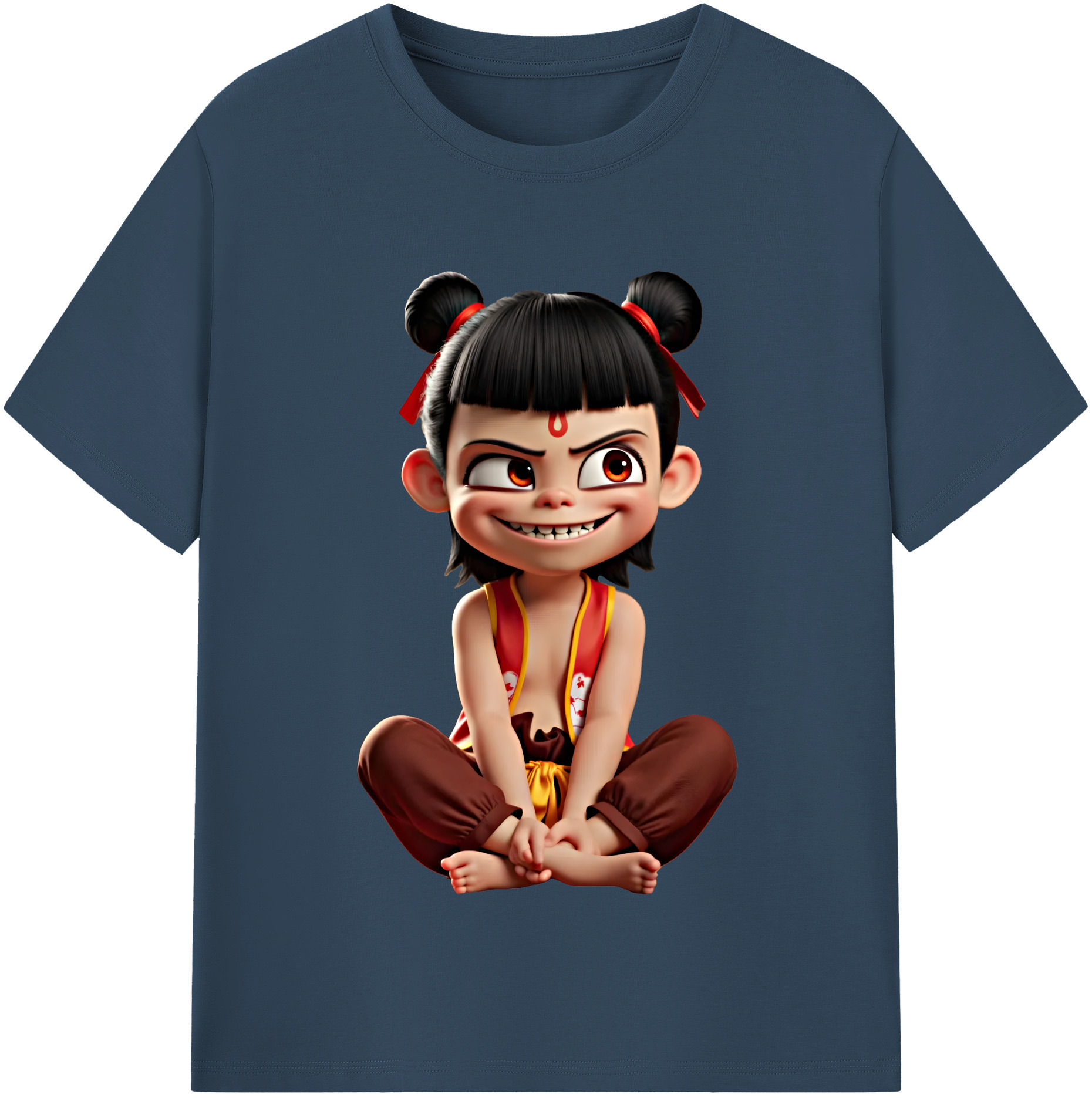 （画像用） Ne Zha 2 ナタ 魔童の大暴れ 綿100％半袖Tシャツ（フロントプリント）