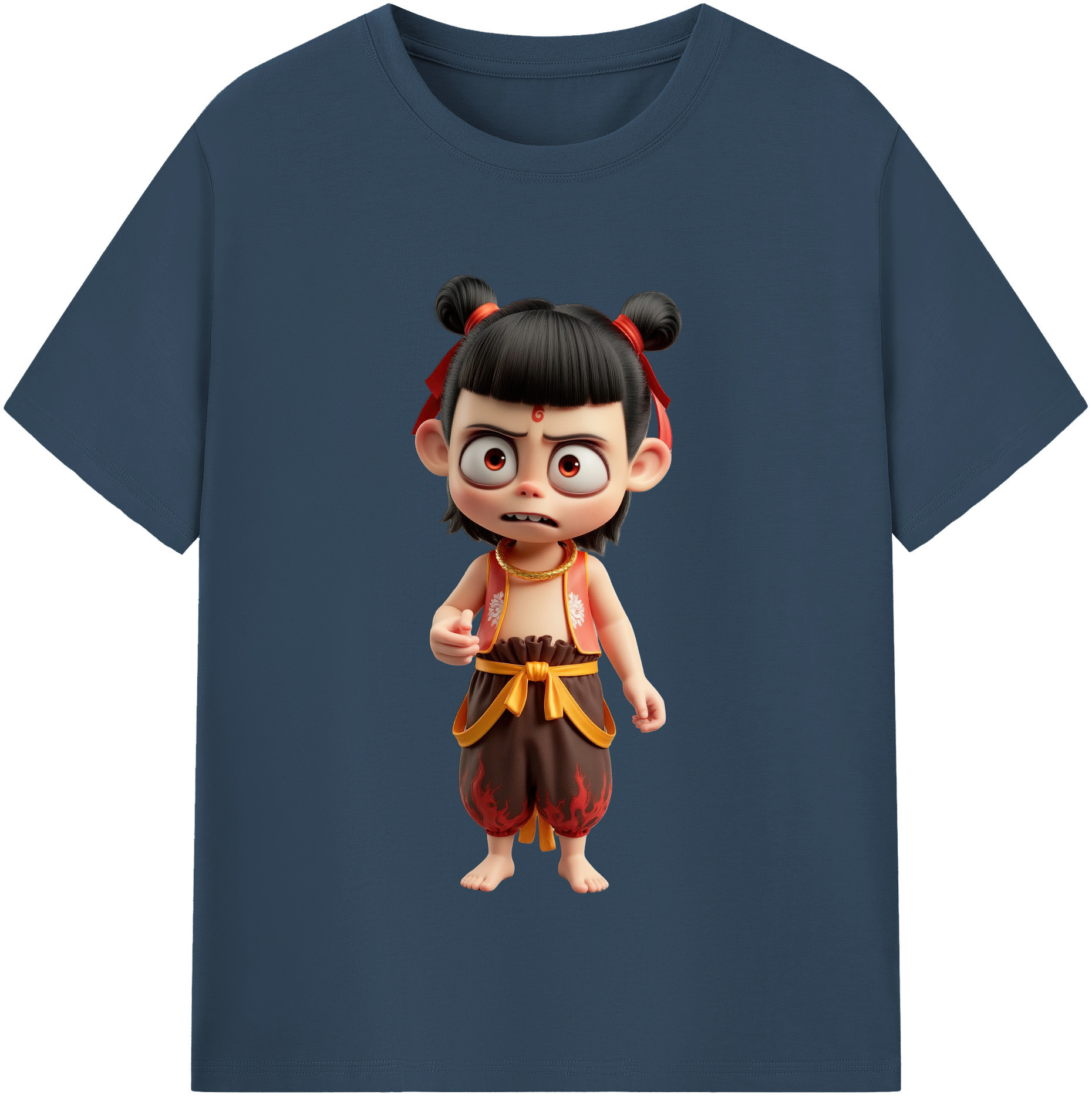 （画像用） Ne Zha 2 ナタ 魔童の大暴れ 綿100％半袖Tシャツ（フロントプリント）