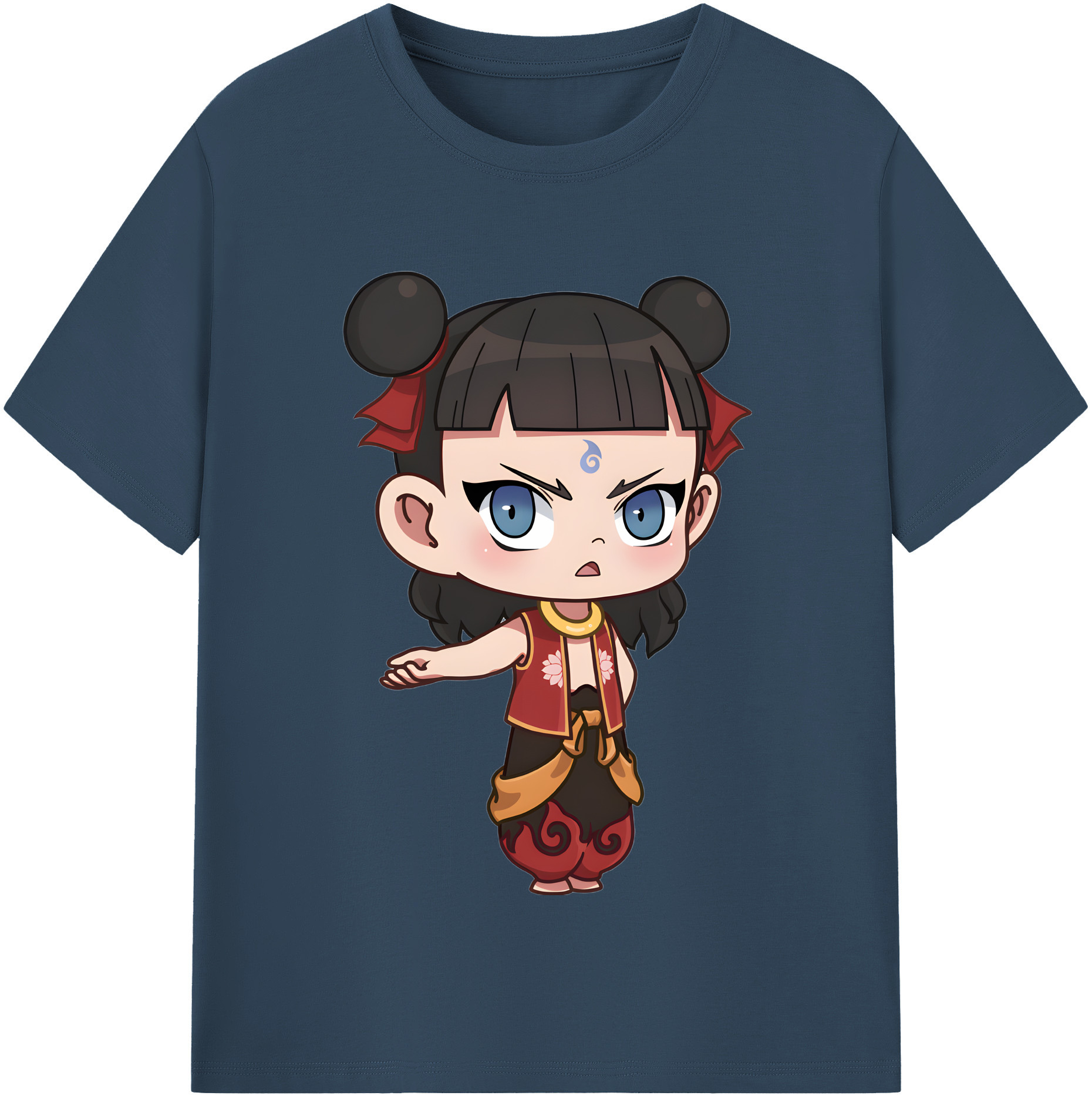 （画像用） Ne Zha 2 ナタ 魔童の大暴れ 綿100％半袖Tシャツ（フロントプリント）