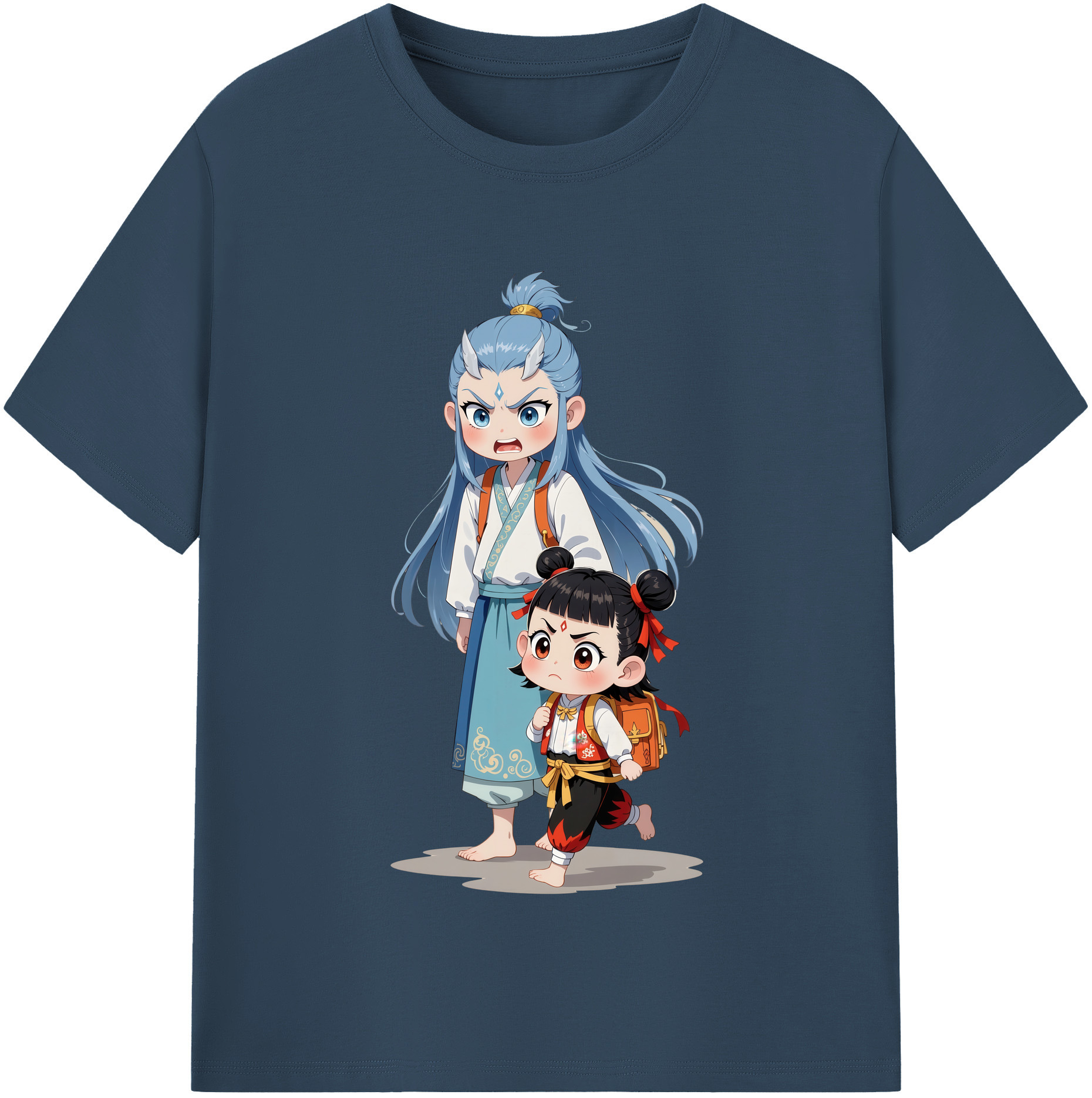 （画像用） Ne Zha 2 ナタ 魔童の大暴れ 綿100％半袖Tシャツ（フロントプリント）