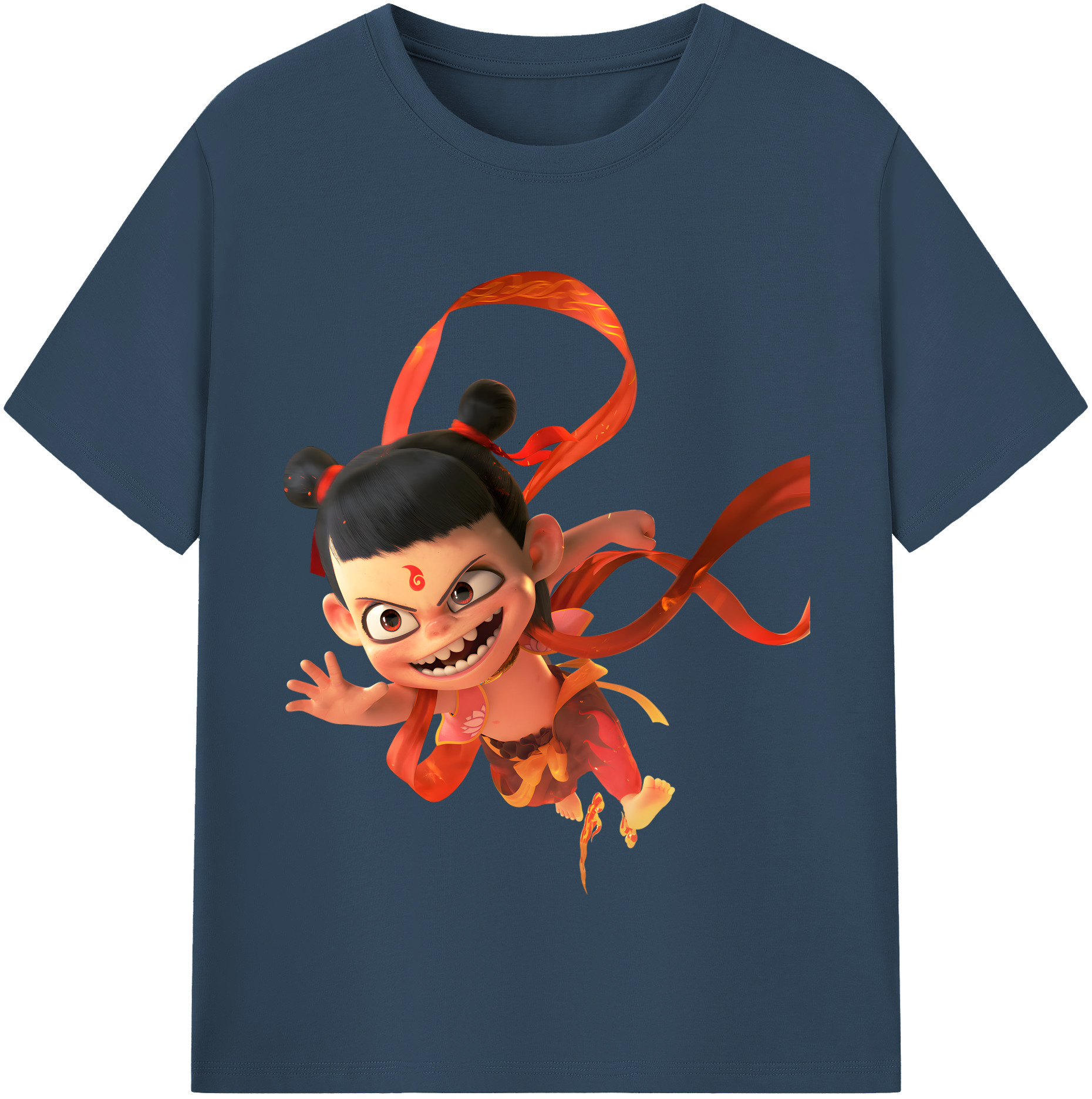 （画像用） Ne Zha 2 ナタ 魔童の大暴れ 綿100％半袖Tシャツ（フロントプリント）