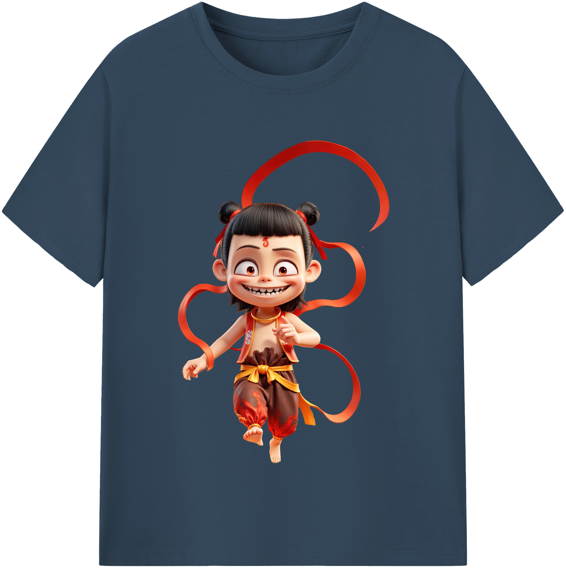 （画像用） Ne Zha 2 ナタ 魔童の大暴れ 綿100％半袖Tシャツ（フロントプリント）