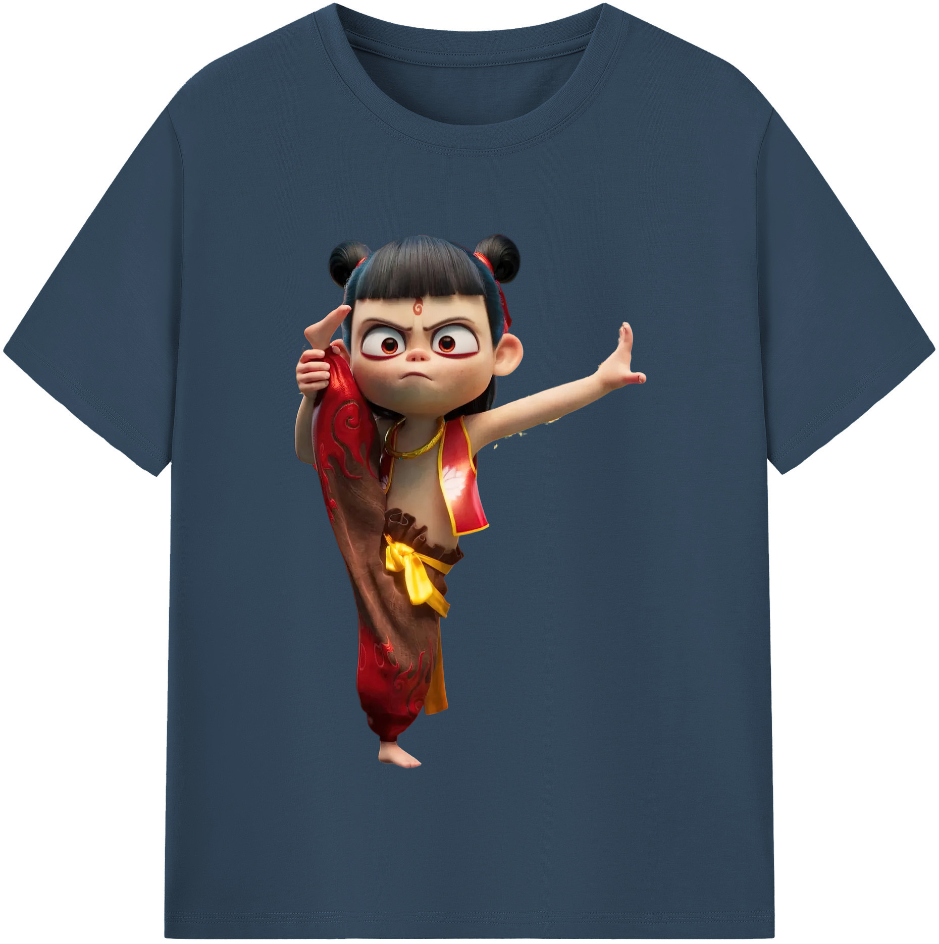 （画像用） Ne Zha 2 ナタ 魔童の大暴れ 綿100％半袖Tシャツ（フロントプリント）
