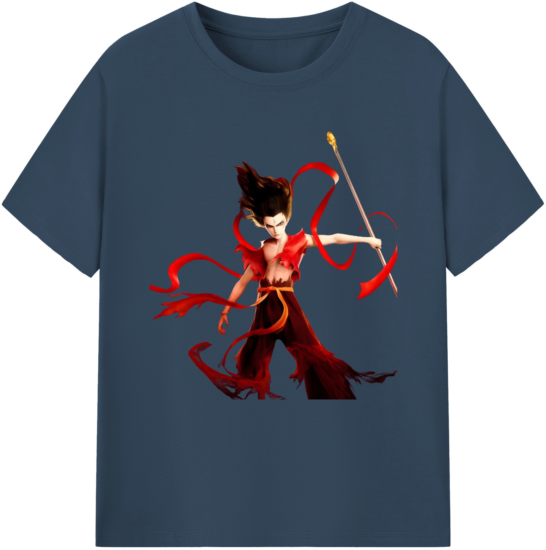 （画像用） Ne Zha 2 ナタ 魔童の大暴れ 綿100％半袖Tシャツ（フロントプリント）