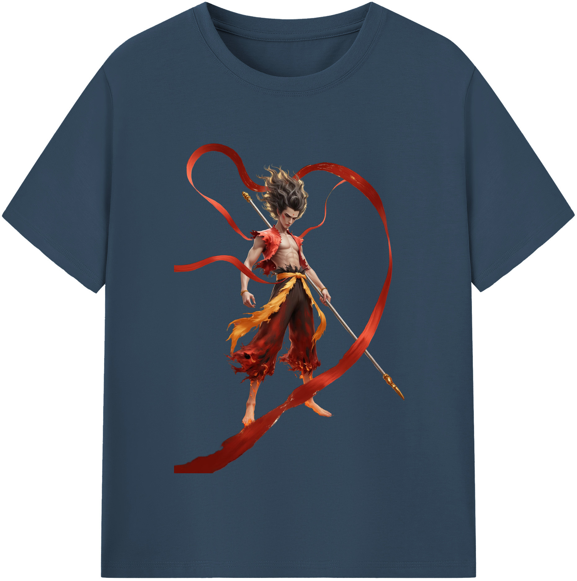 （画像用） Ne Zha 2 ナタ 魔童の大暴れ 綿100％半袖Tシャツ（フロントプリント）