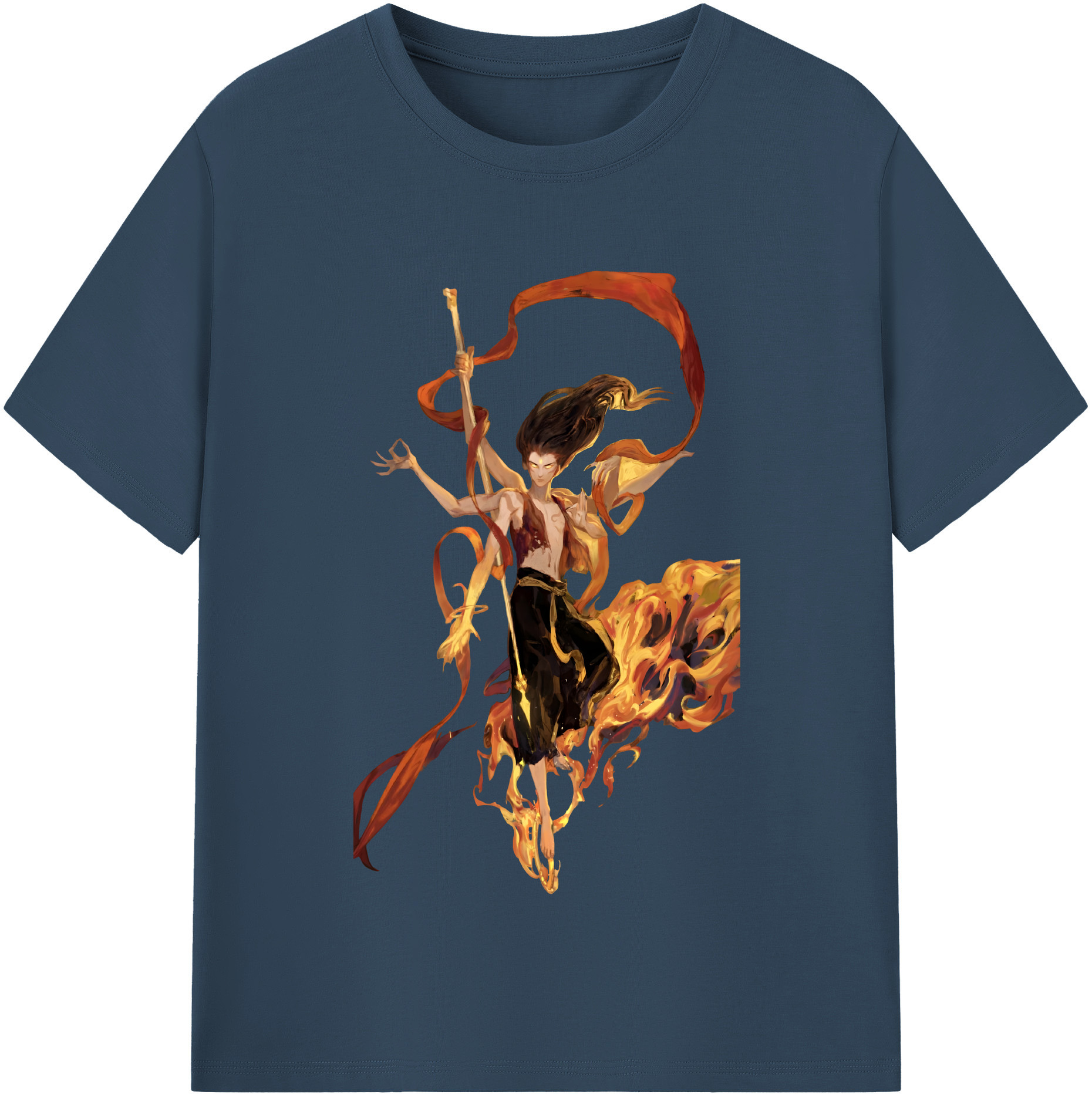 （画像用） Ne Zha 2 ナタ 魔童の大暴れ 綿100％半袖Tシャツ（フロントプリント）