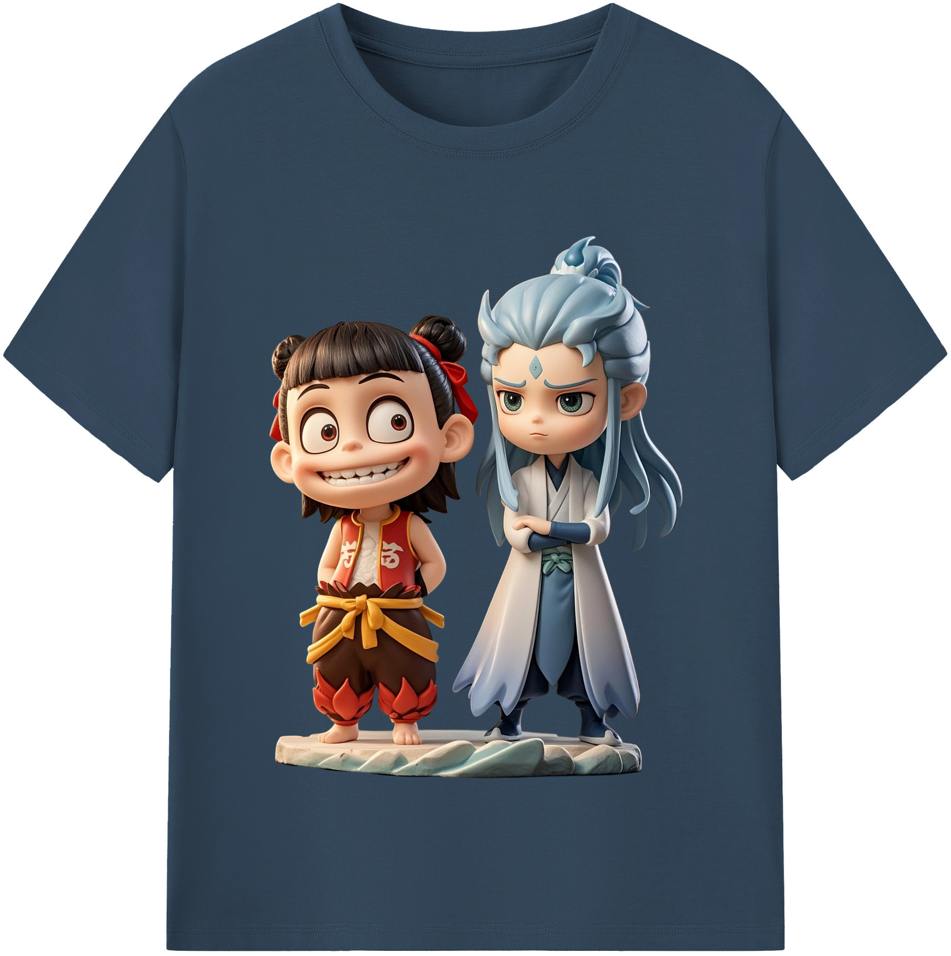 （画像用） Ne Zha 2 ナタ 魔童の大暴れ 綿100％半袖Tシャツ（フロントプリント）