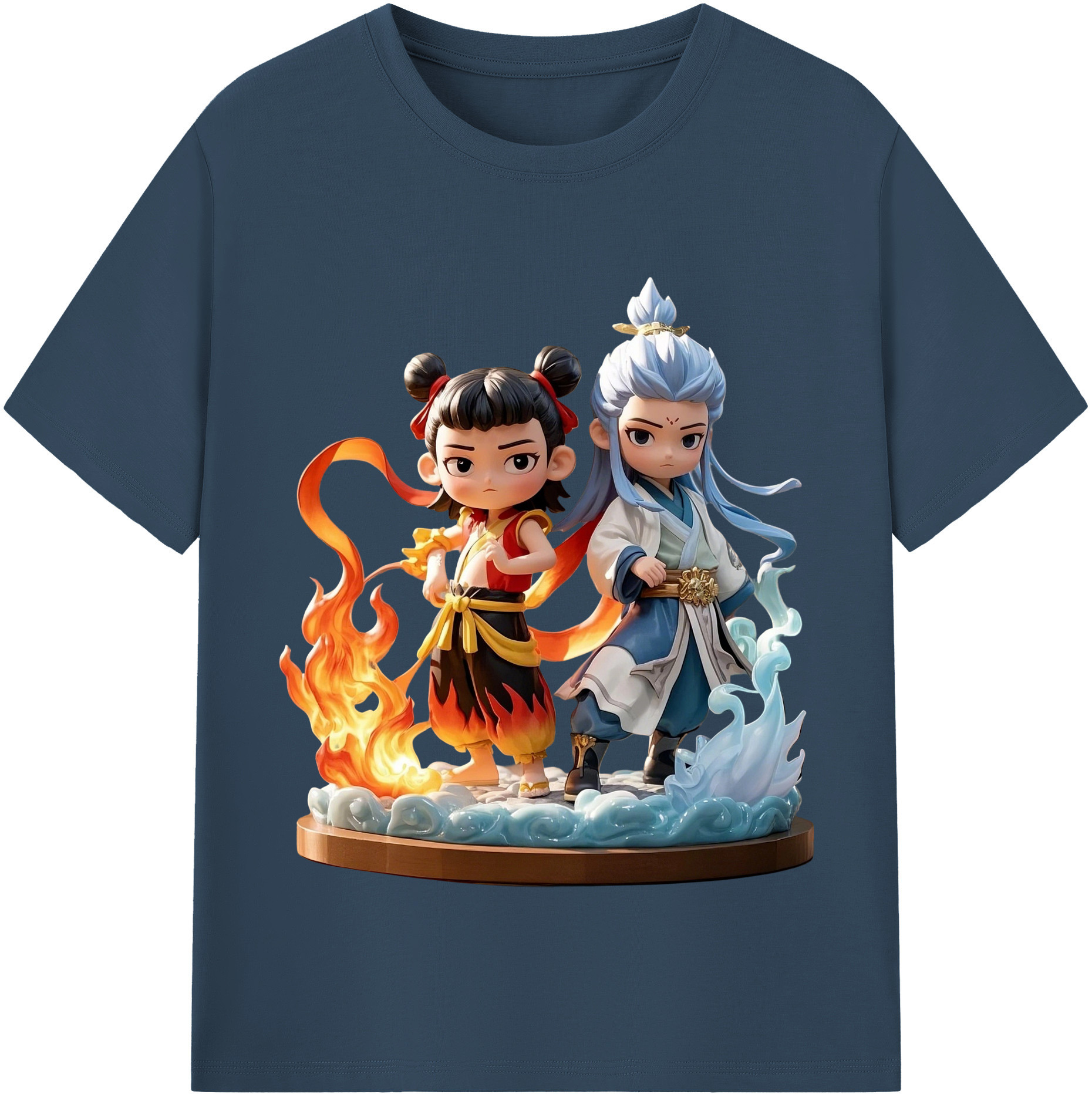 （画像用） Ne Zha 2 ナタ 魔童の大暴れ 綿100％半袖Tシャツ（フロントプリント）
