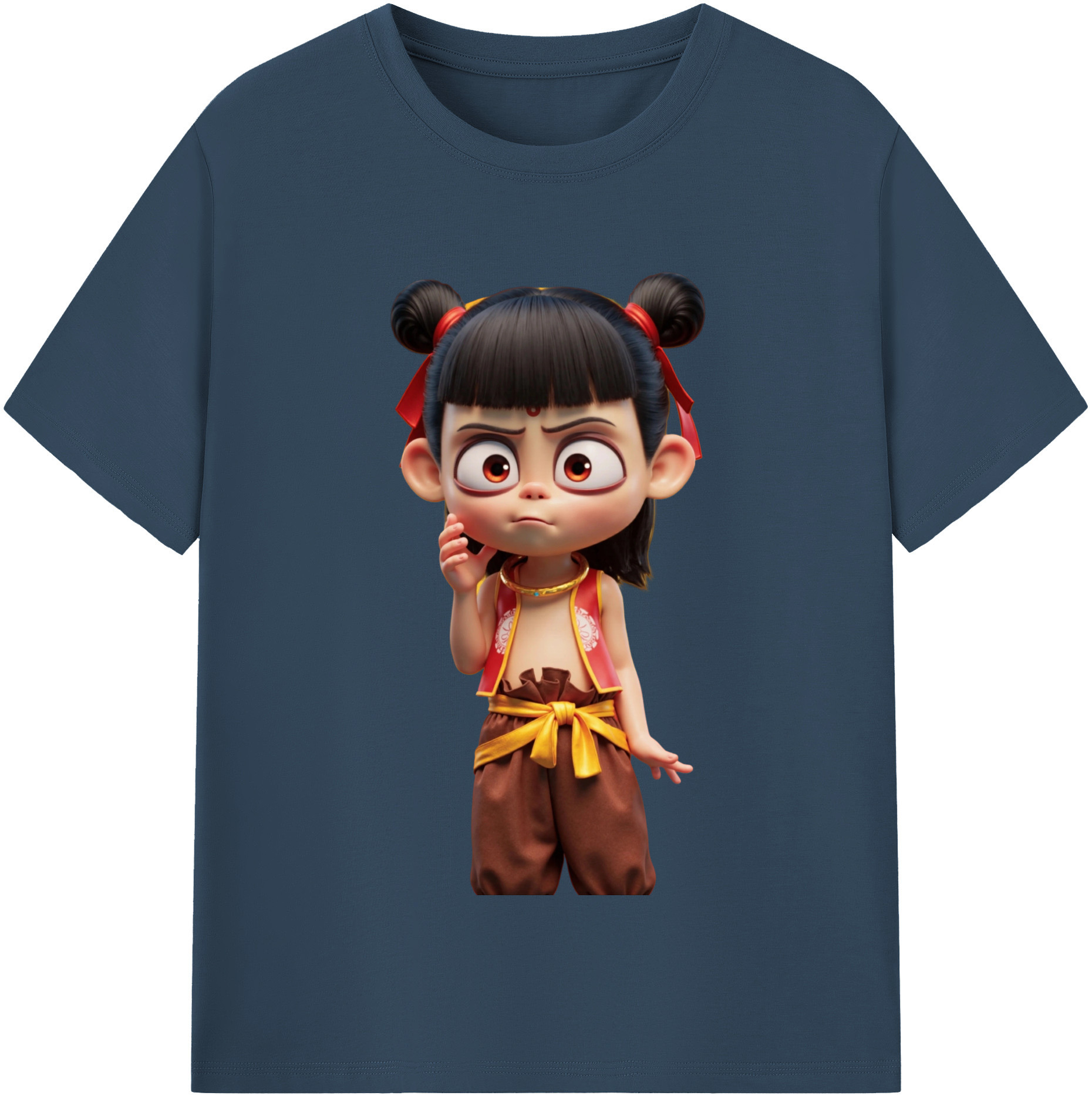 （画像用） Ne Zha 2 ナタ 魔童の大暴れ 綿100％半袖Tシャツ（フロントプリント）