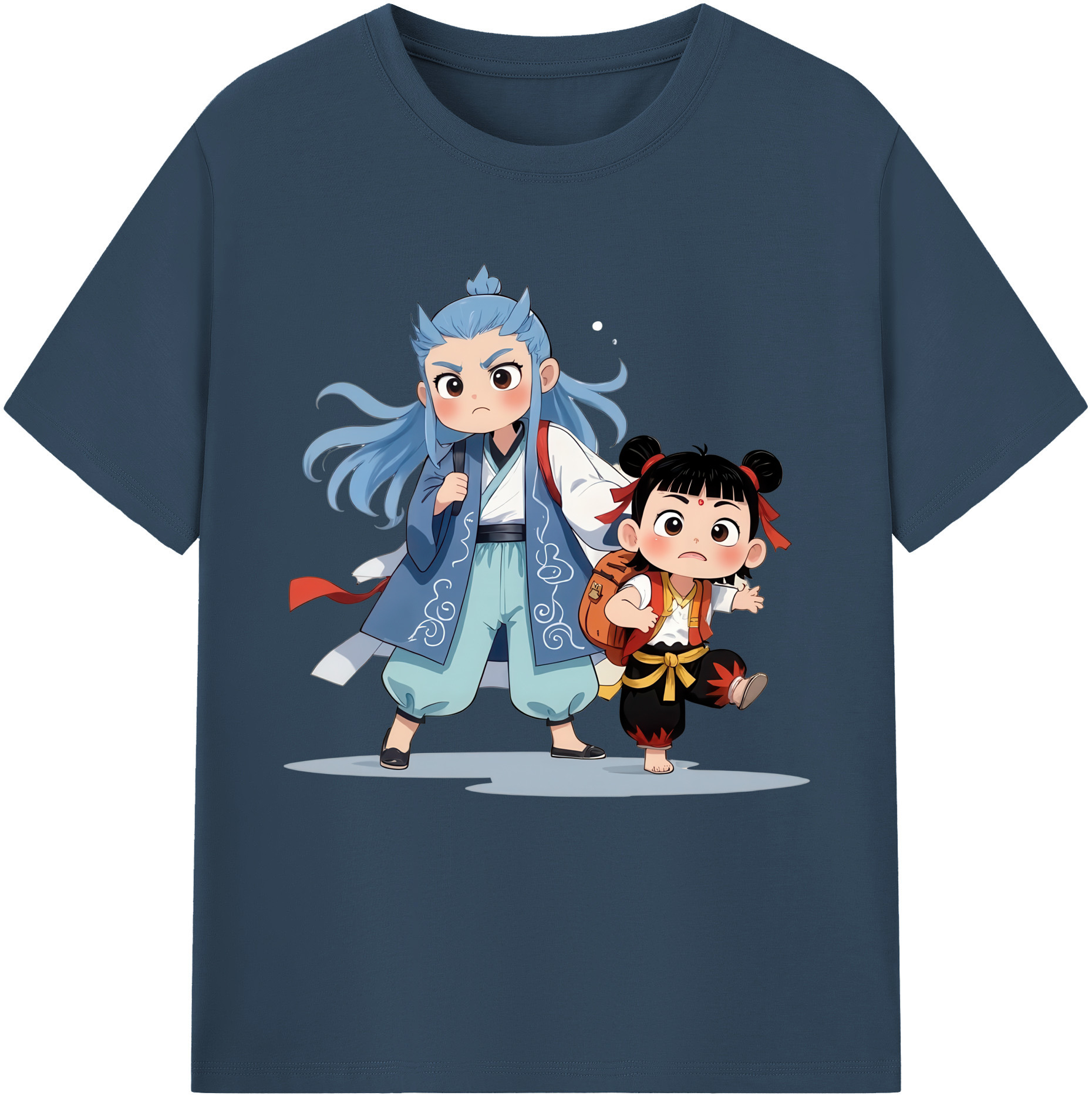 （画像用） Ne Zha 2 ナタ 魔童の大暴れ 綿100％半袖Tシャツ（フロントプリント）