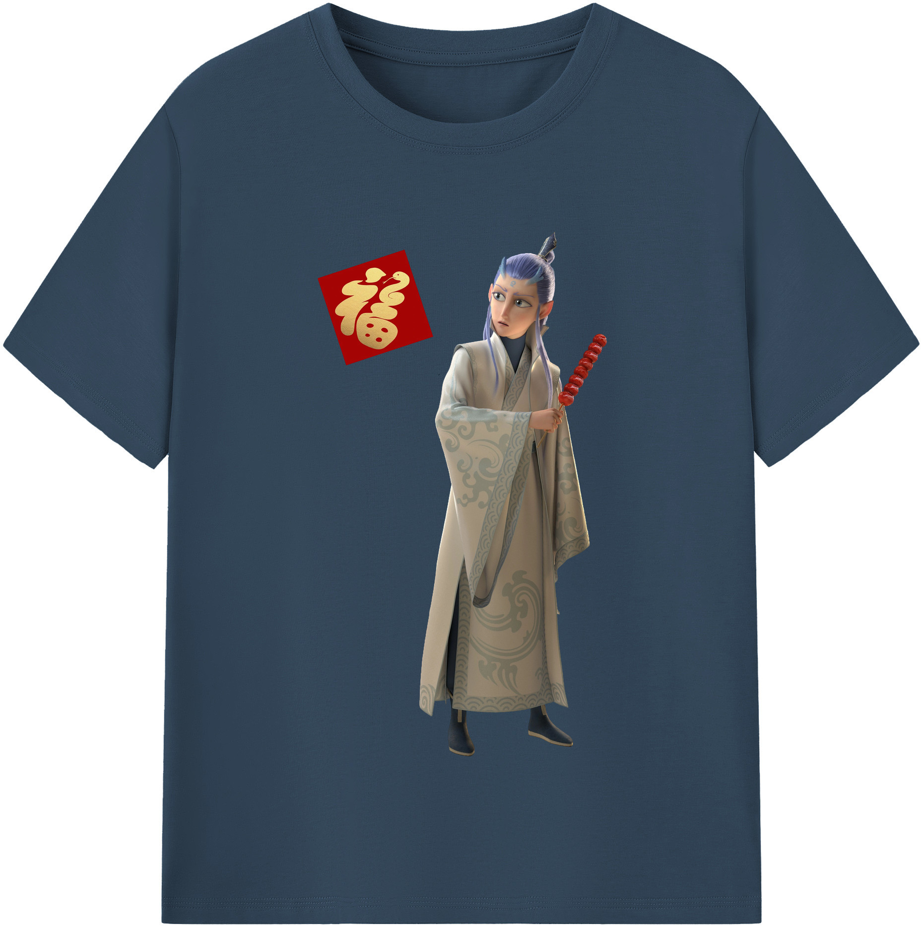 （画像用） Ne Zha 2 ナタ 魔童の大暴れ 綿100％半袖Tシャツ（フロントプリント）