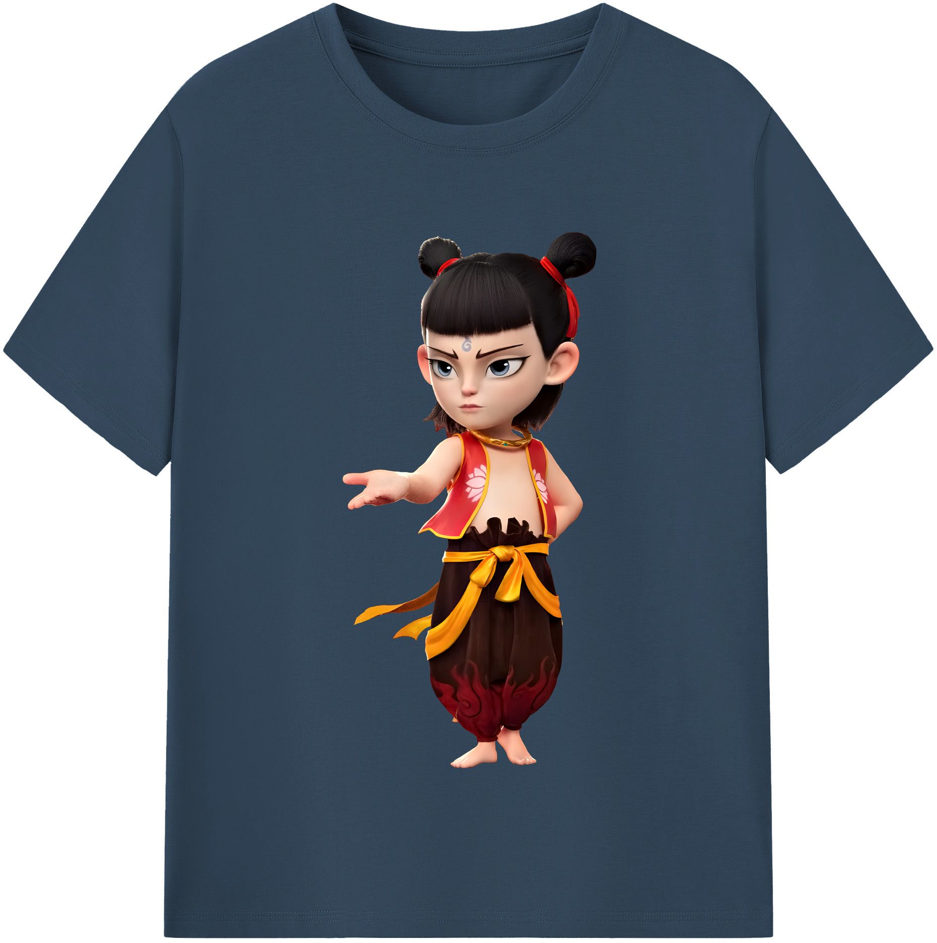 （画像用） Ne Zha 2 ナタ 魔童の大暴れ 綿100％半袖Tシャツ（フロントプリント）