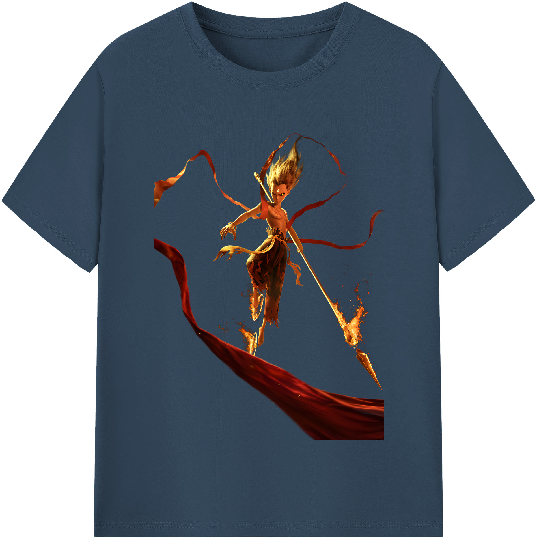 （画像用） Ne Zha 2 ナタ 魔童の大暴れ 綿100％半袖Tシャツ（フロントプリント）