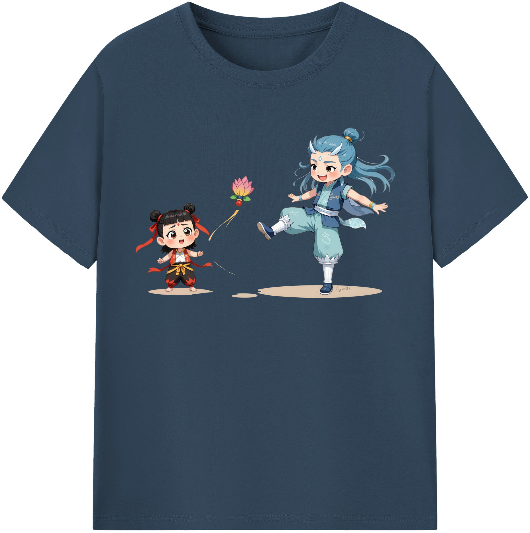 （画像用） Ne Zha 2 ナタ 魔童の大暴れ 綿100％半袖Tシャツ（フロントプリント）