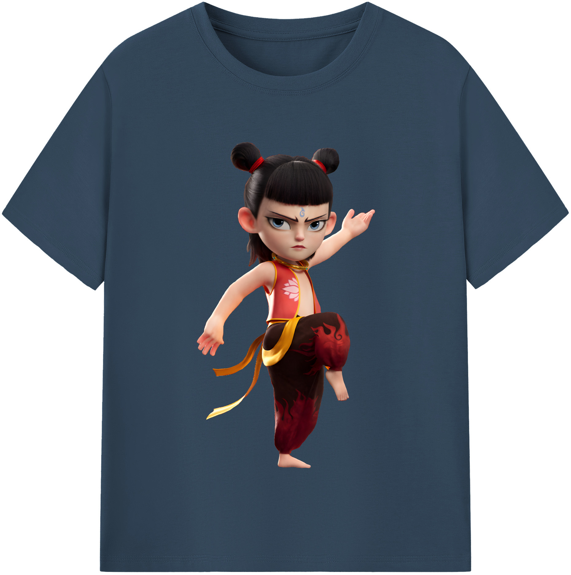 （画像用） Ne Zha 2 ナタ 魔童の大暴れ 綿100％半袖Tシャツ（フロントプリント）