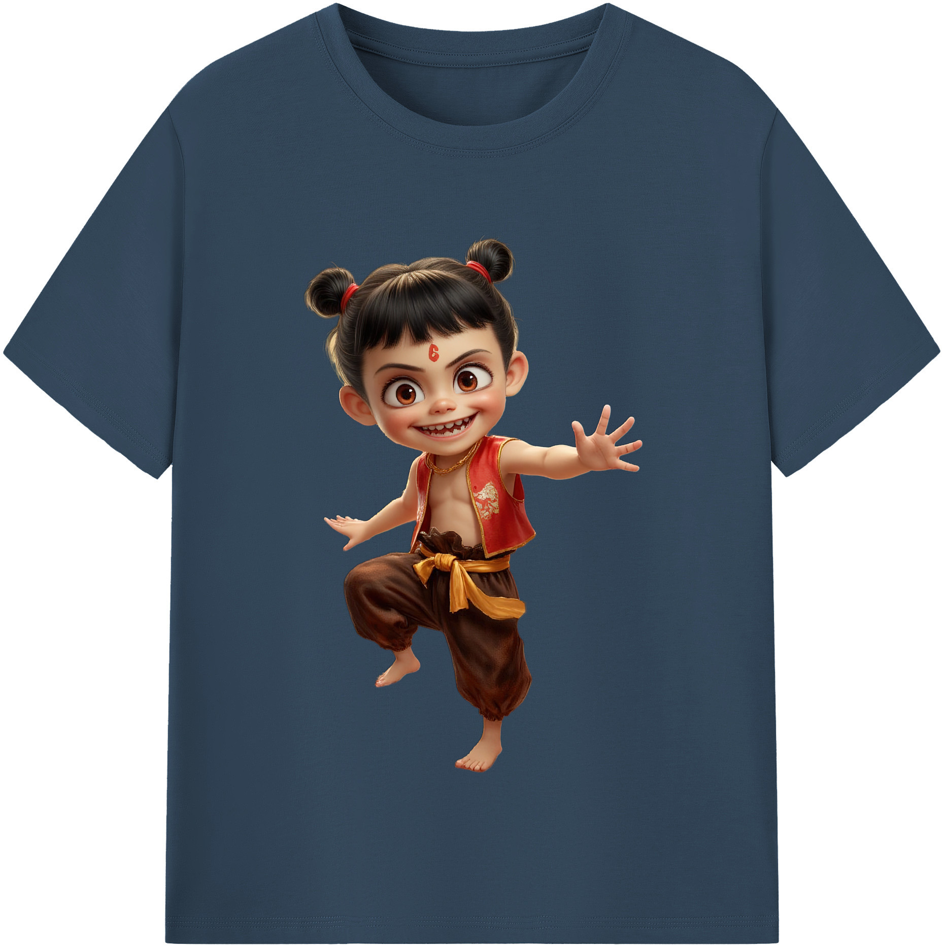 （画像用） Ne Zha 2 ナタ 魔童の大暴れ 綿100％半袖Tシャツ（フロントプリント）