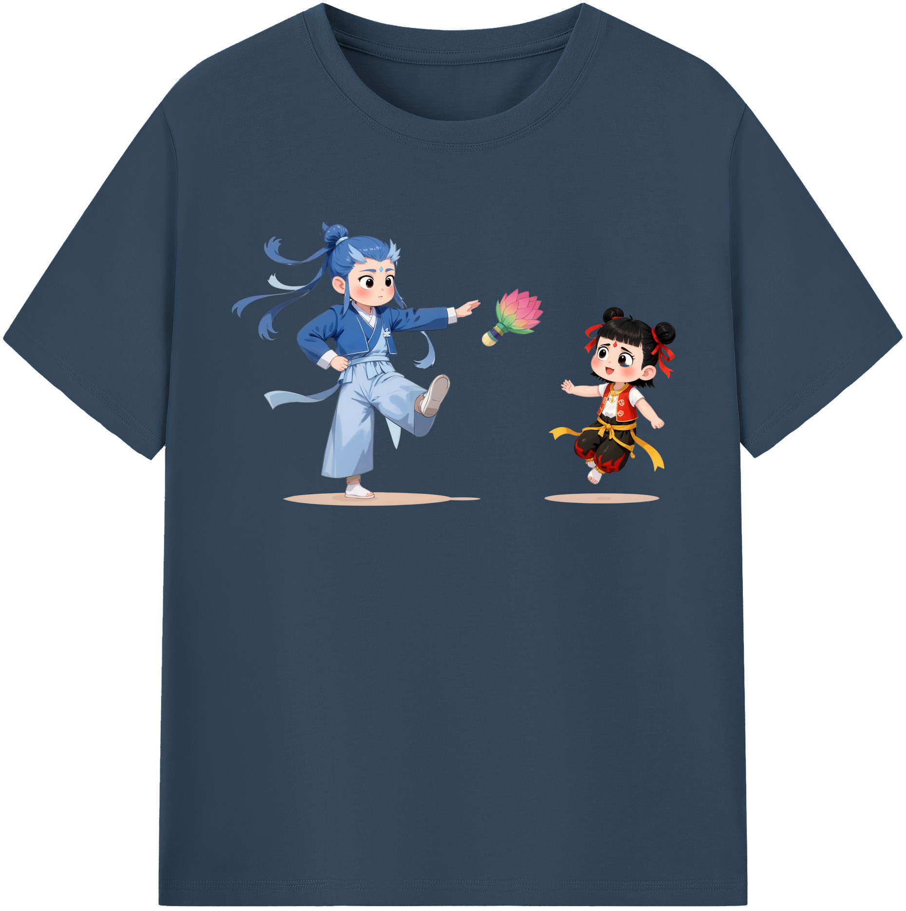 （画像用） Ne Zha 2 ナタ 魔童の大暴れ 綿100％半袖Tシャツ（フロントプリント）