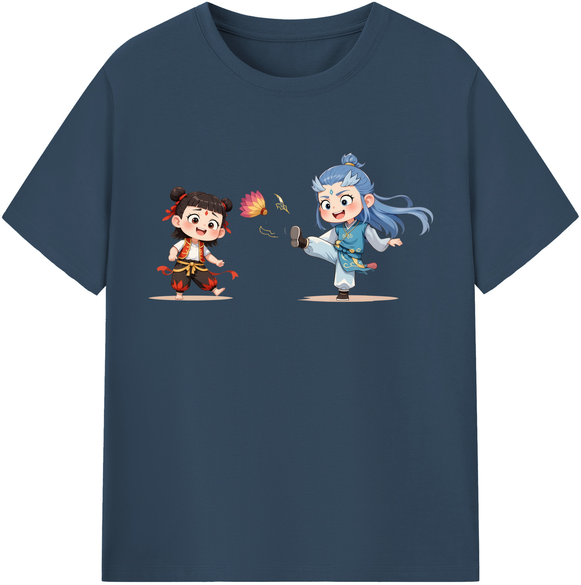（画像用） Ne Zha 2 ナタ 魔童の大暴れ 綿100％半袖Tシャツ（フロントプリント）