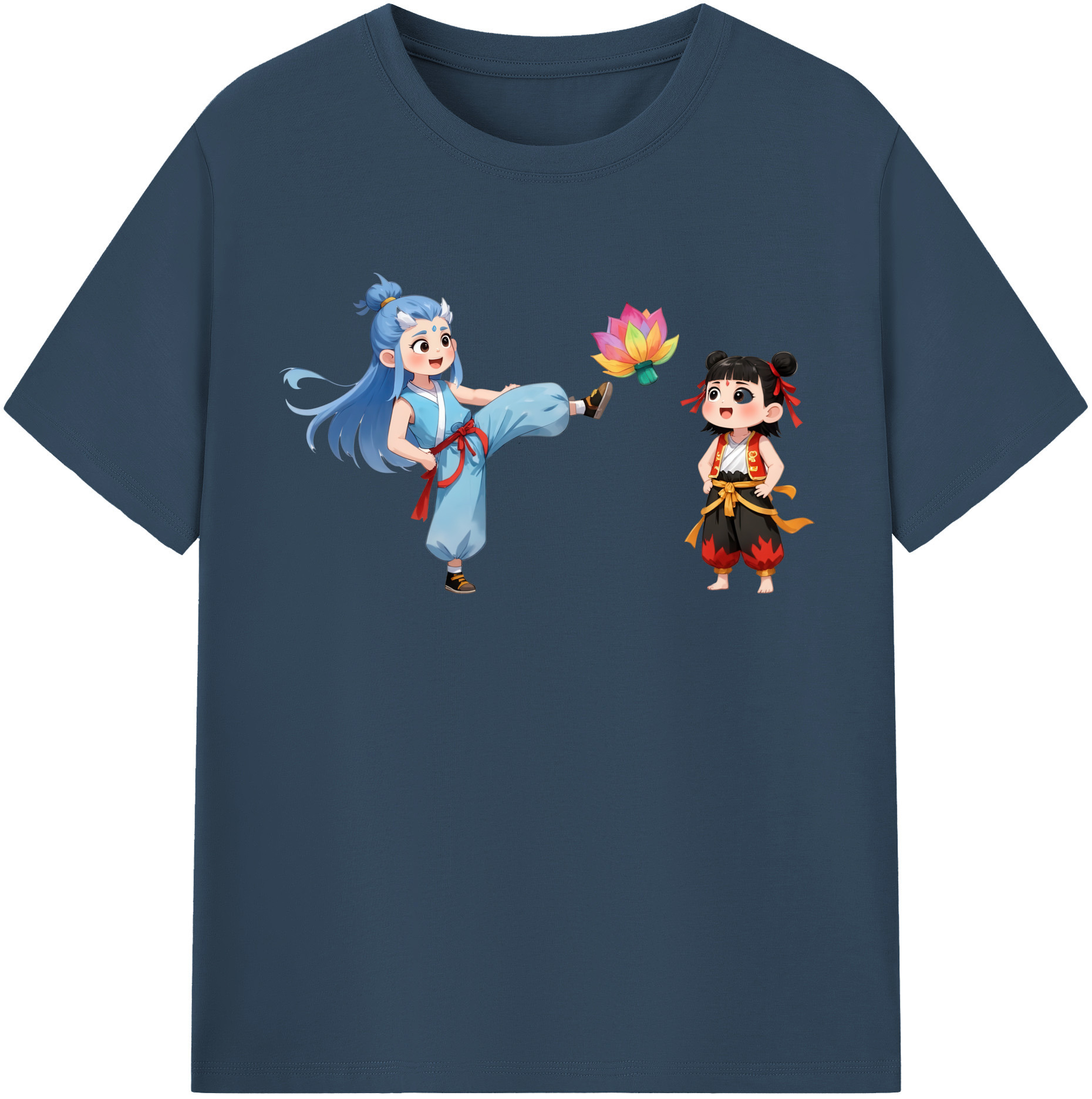 （画像用） Ne Zha 2 ナタ 魔童の大暴れ 綿100％半袖Tシャツ（フロントプリント）
