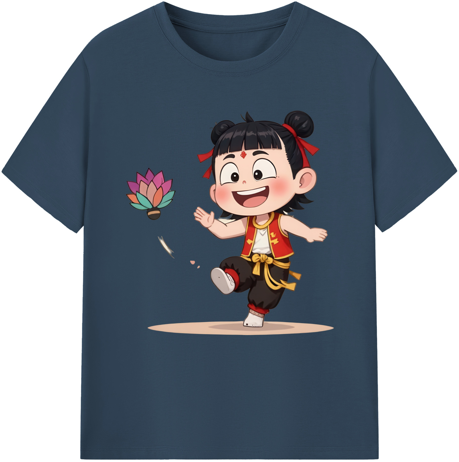 （画像用） Ne Zha 2 ナタ 魔童の大暴れ 綿100％半袖Tシャツ（フロントプリント）