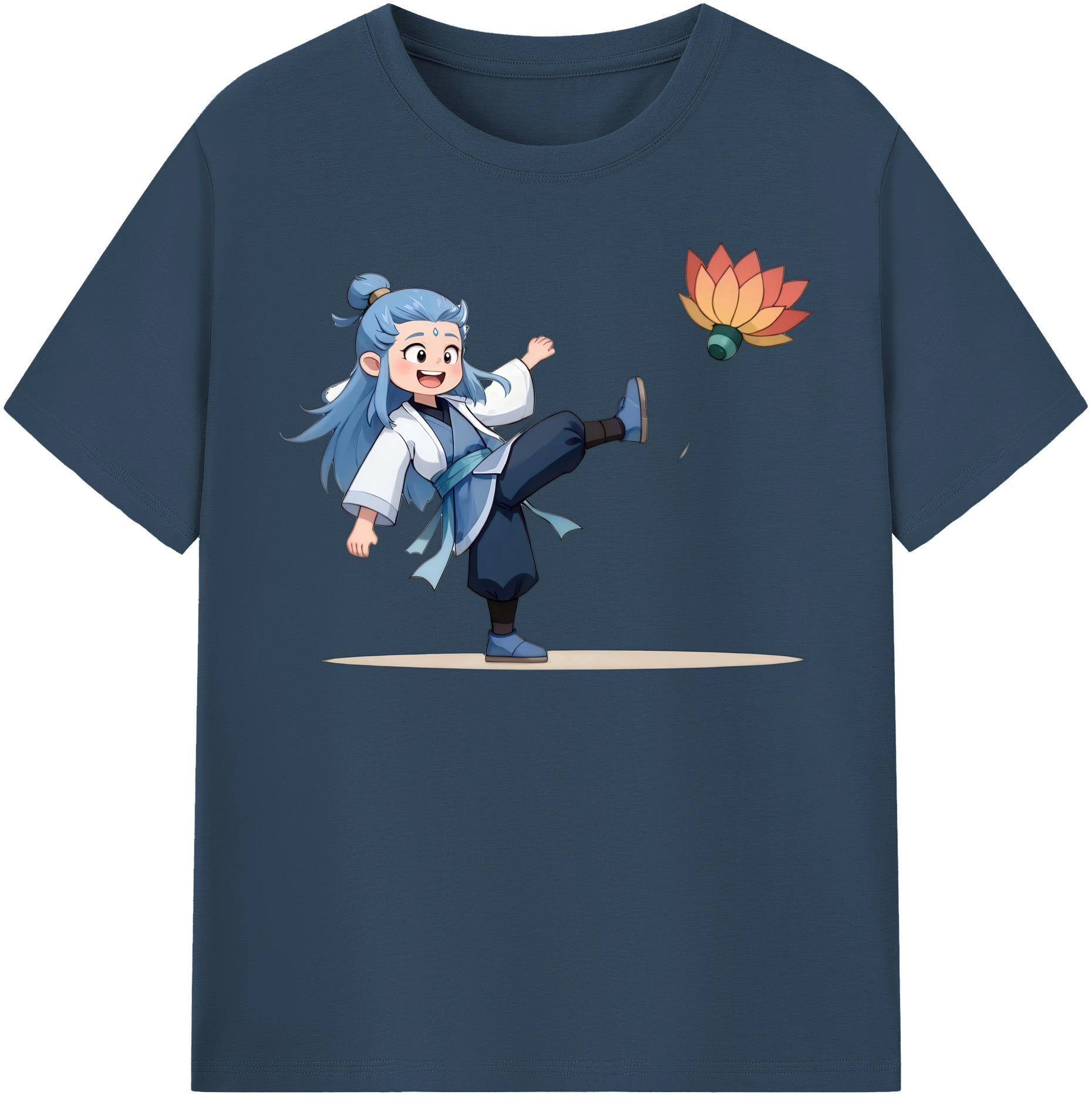 （画像用） Ne Zha 2 ナタ 魔童の大暴れ 綿100％半袖Tシャツ（フロントプリント）