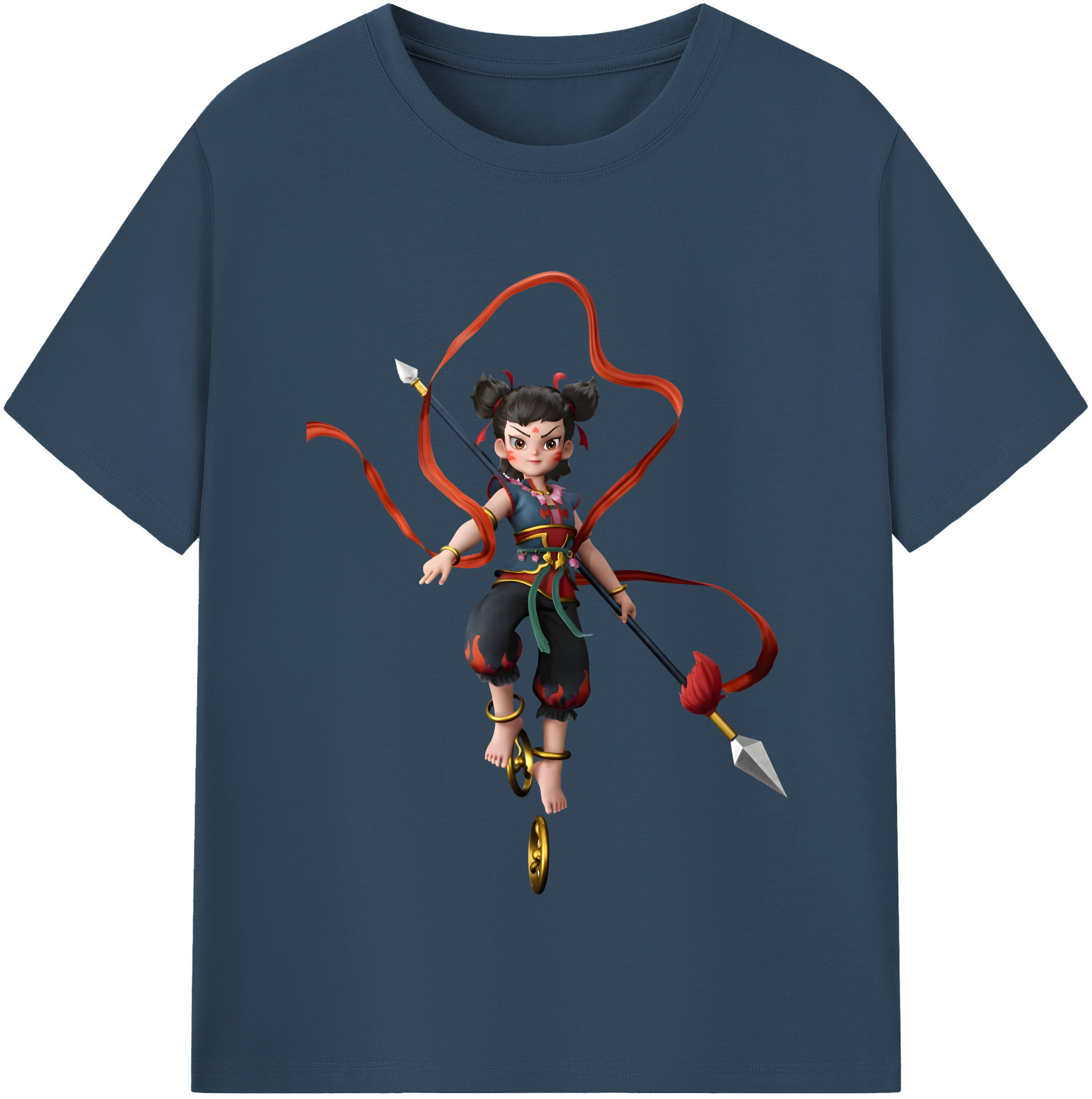 （画像用） Ne Zha 2 ナタ 魔童の大暴れ 綿100％半袖Tシャツ（フロントプリント）
