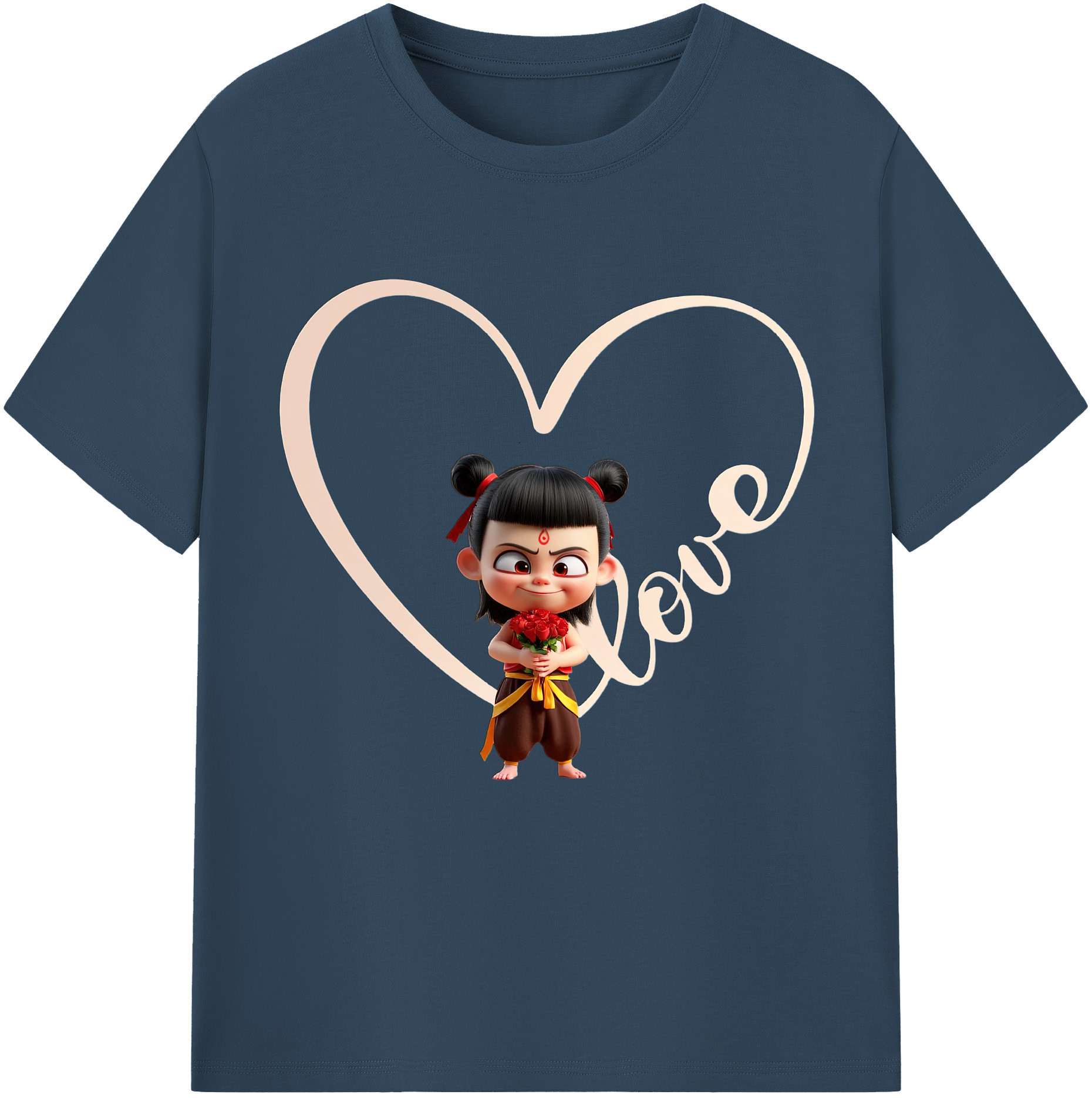 （画像用） Ne Zha 2 ナタ 魔童の大暴れ 綿100％半袖Tシャツ（フロントプリント）
