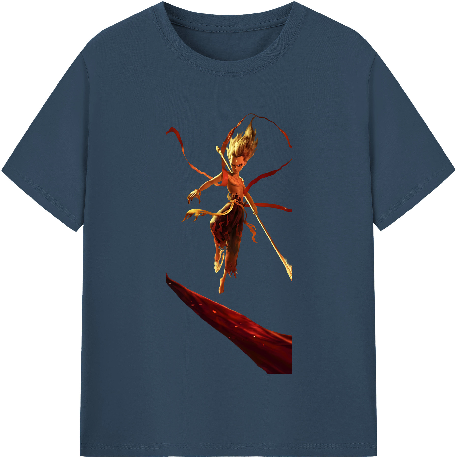 （画像用） Ne Zha 2 ナタ 魔童の大暴れ 綿100％半袖Tシャツ（フロントプリント）