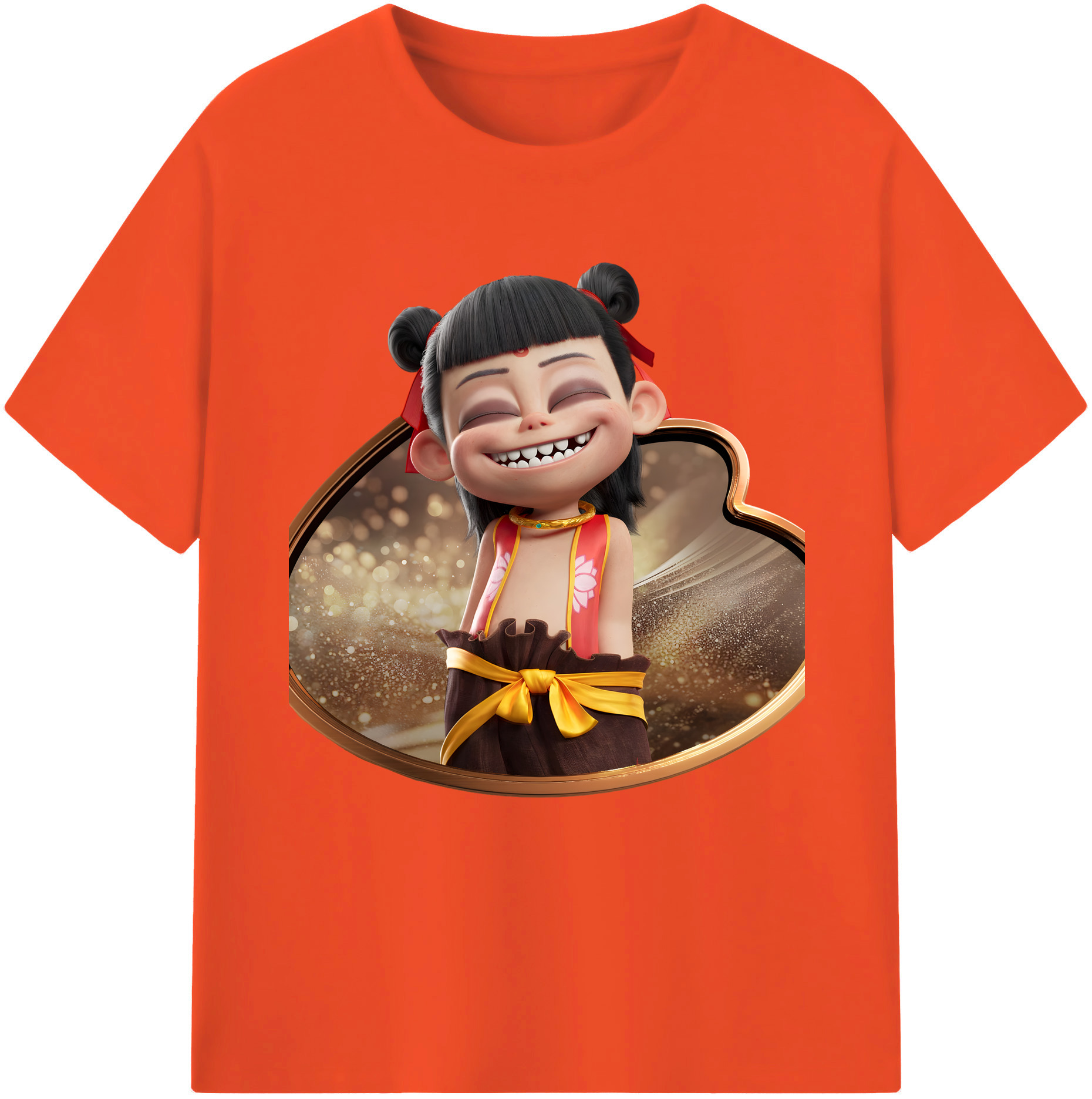 （画像用） Ne Zha 2 ナタ 魔童の大暴れ 綿100％半袖Tシャツ（フロントプリント）