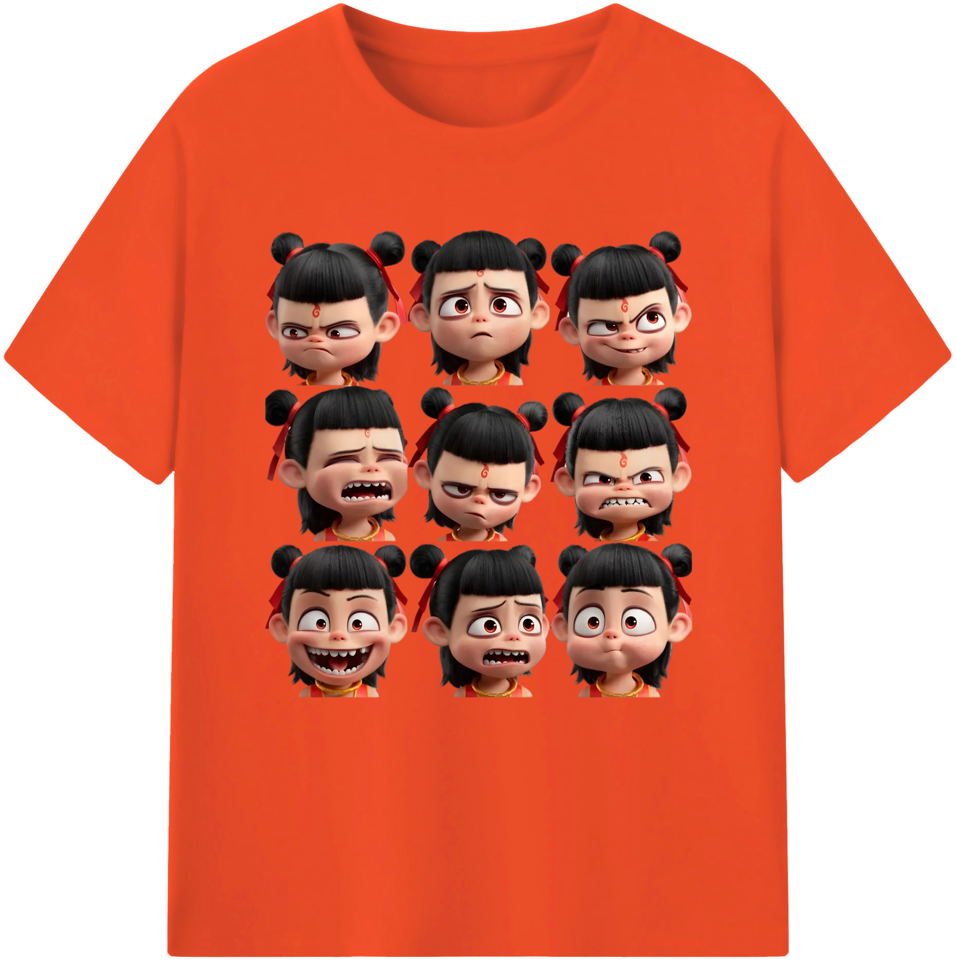 （画像用） Ne Zha 2 ナタ 魔童の大暴れ 綿100％半袖Tシャツ（フロントプリント）
