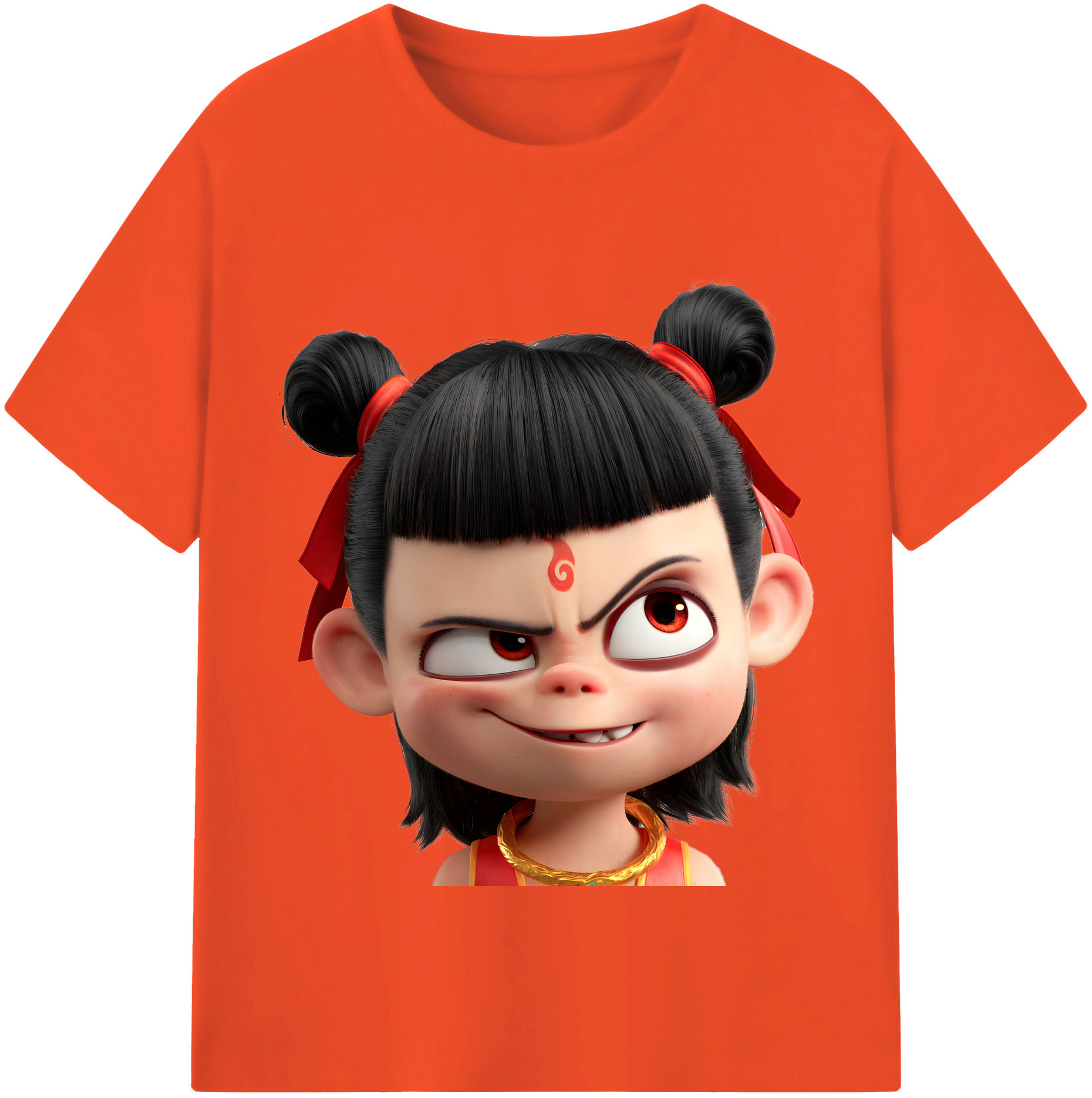 （画像用） Ne Zha 2 ナタ 魔童の大暴れ 綿100％半袖Tシャツ（フロントプリント）