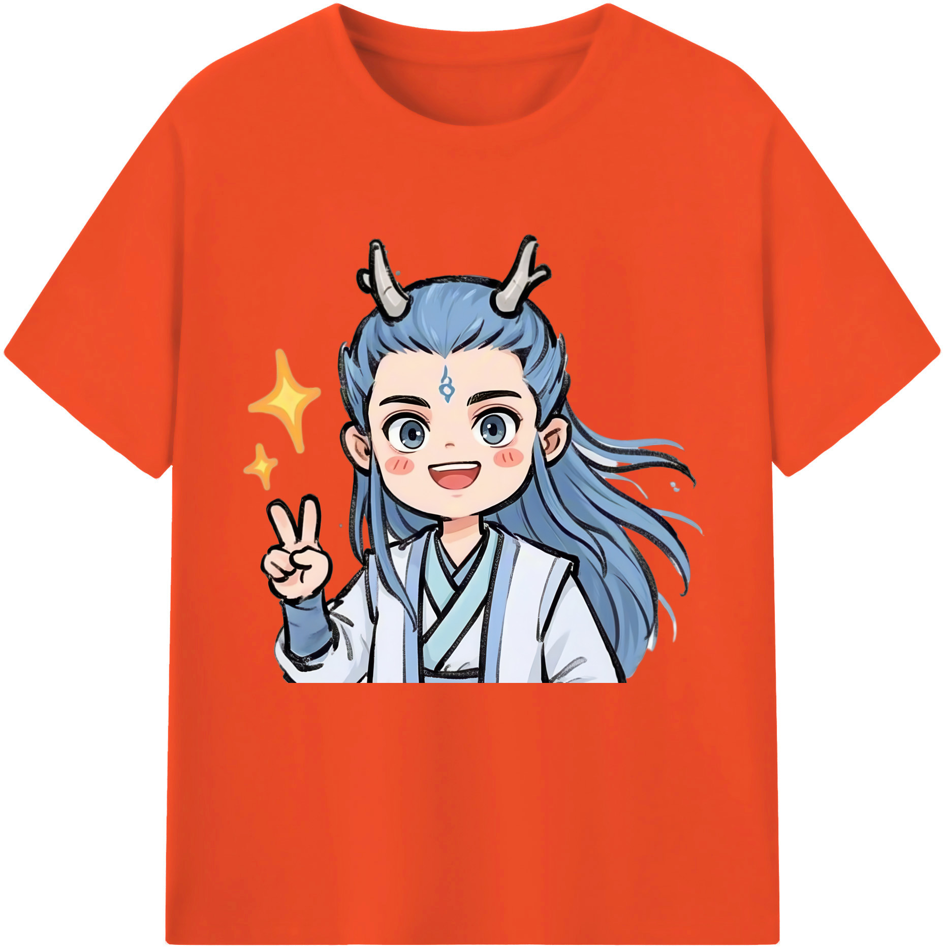 （画像用） Ne Zha 2 ナタ 魔童の大暴れ 綿100％半袖Tシャツ（フロントプリント）