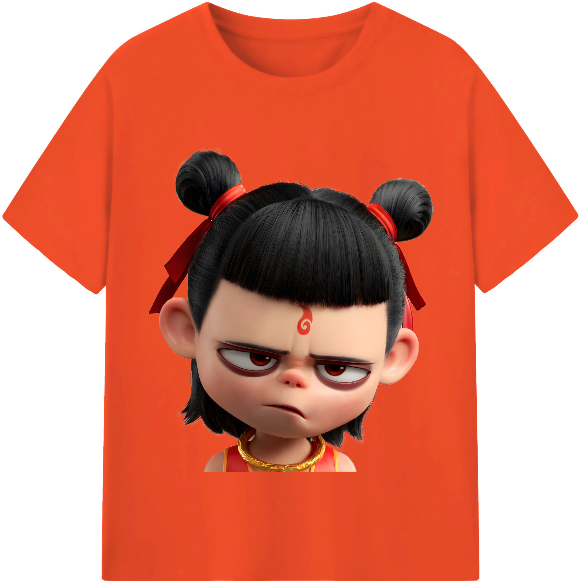 （画像用） Ne Zha 2 ナタ 魔童の大暴れ 綿100％半袖Tシャツ（フロントプリント）
