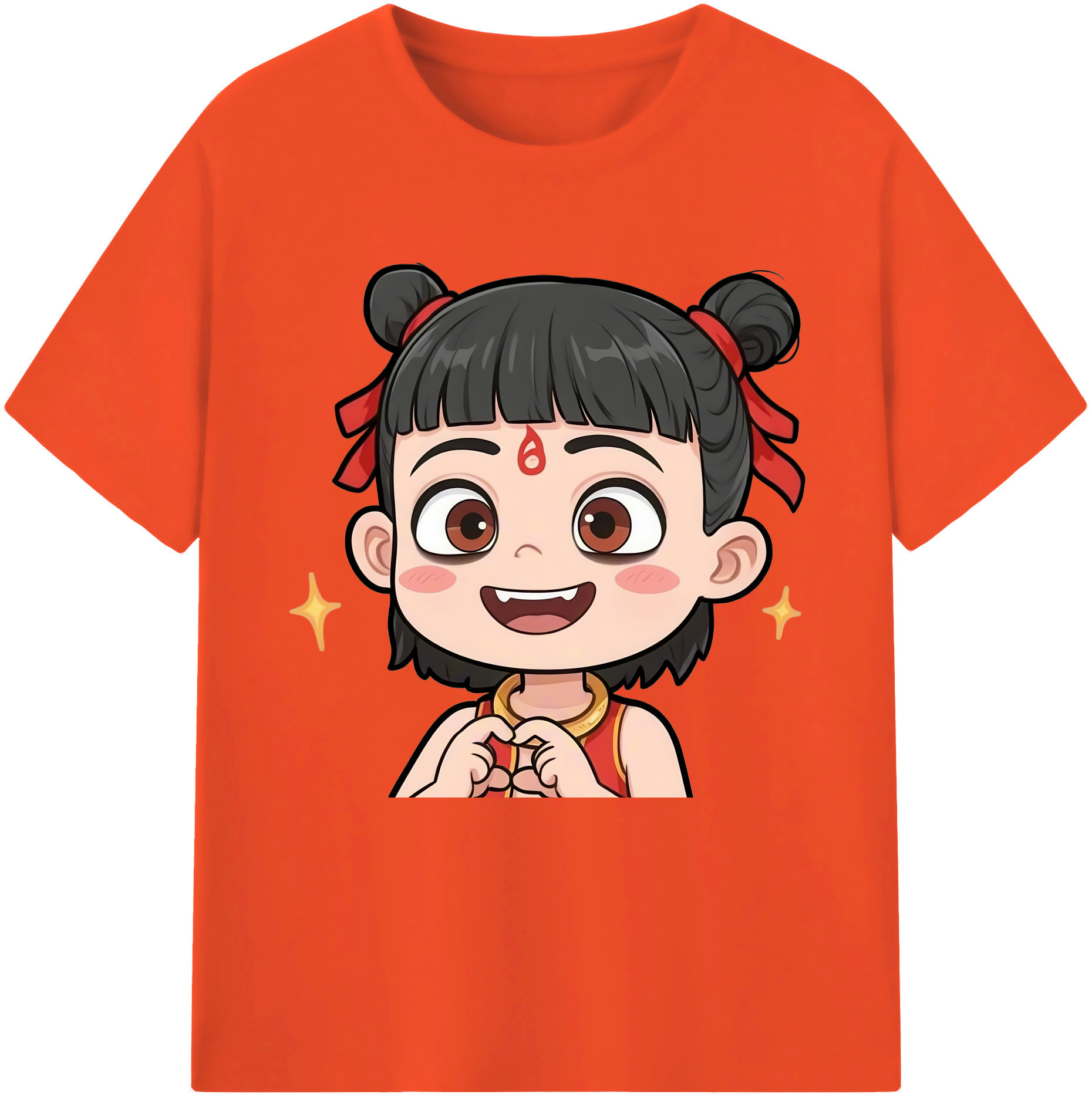 （画像用） Ne Zha 2 ナタ 魔童の大暴れ 綿100％半袖Tシャツ（フロントプリント）