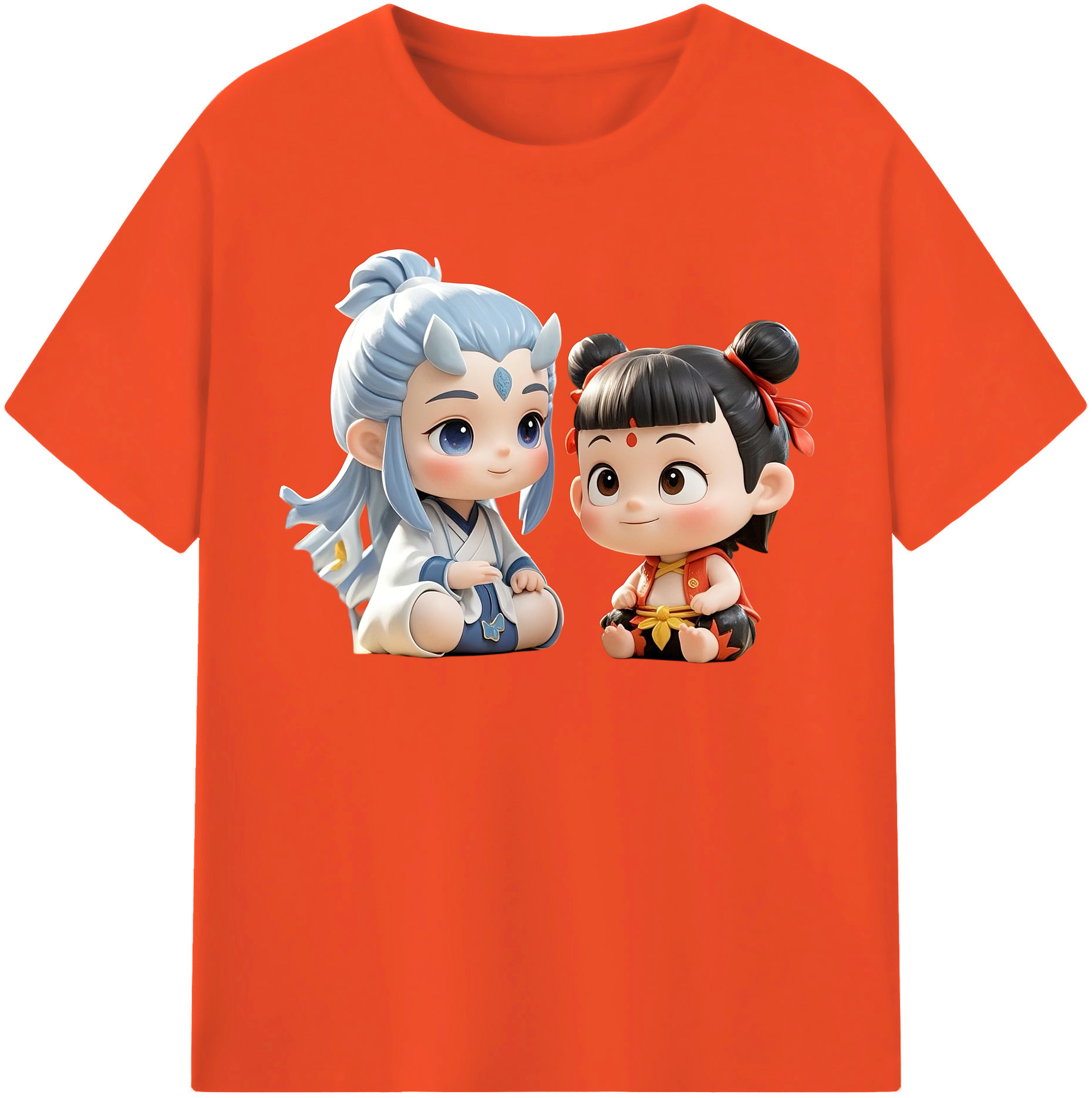 （画像用） Ne Zha 2 ナタ 魔童の大暴れ 綿100％半袖Tシャツ（フロントプリント）