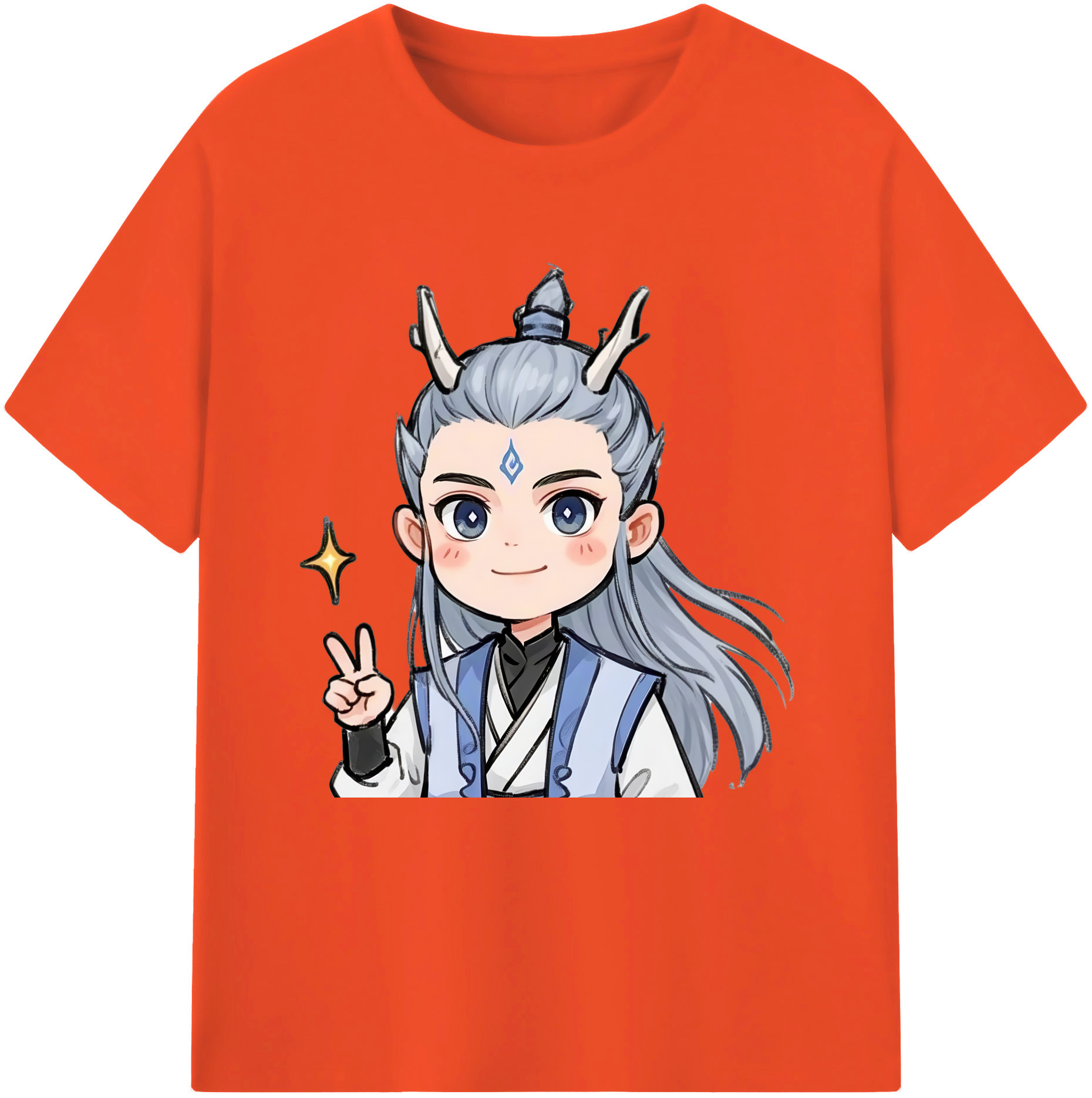 （画像用） Ne Zha 2 ナタ 魔童の大暴れ 綿100％半袖Tシャツ（フロントプリント）