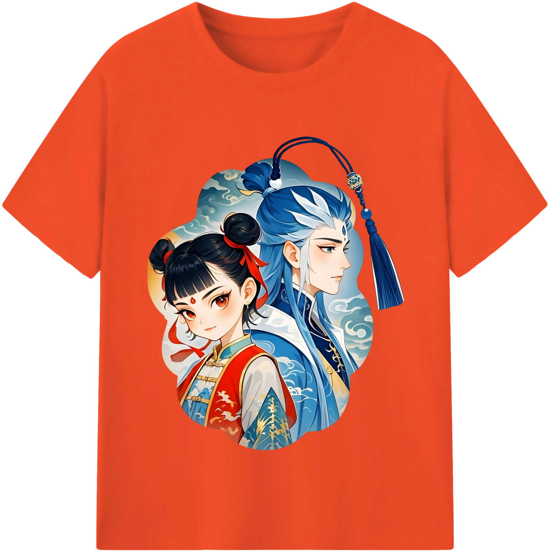 （画像用） Ne Zha 2 ナタ 魔童の大暴れ 綿100％半袖Tシャツ（フロントプリント）