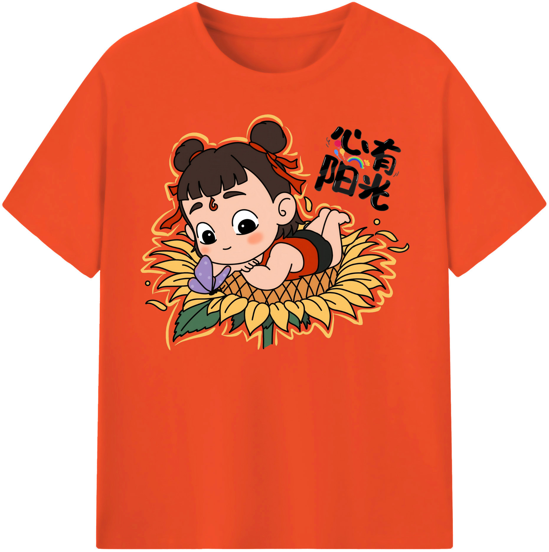 （画像用） Ne Zha 2 ナタ 魔童の大暴れ 綿100％半袖Tシャツ（フロントプリント）