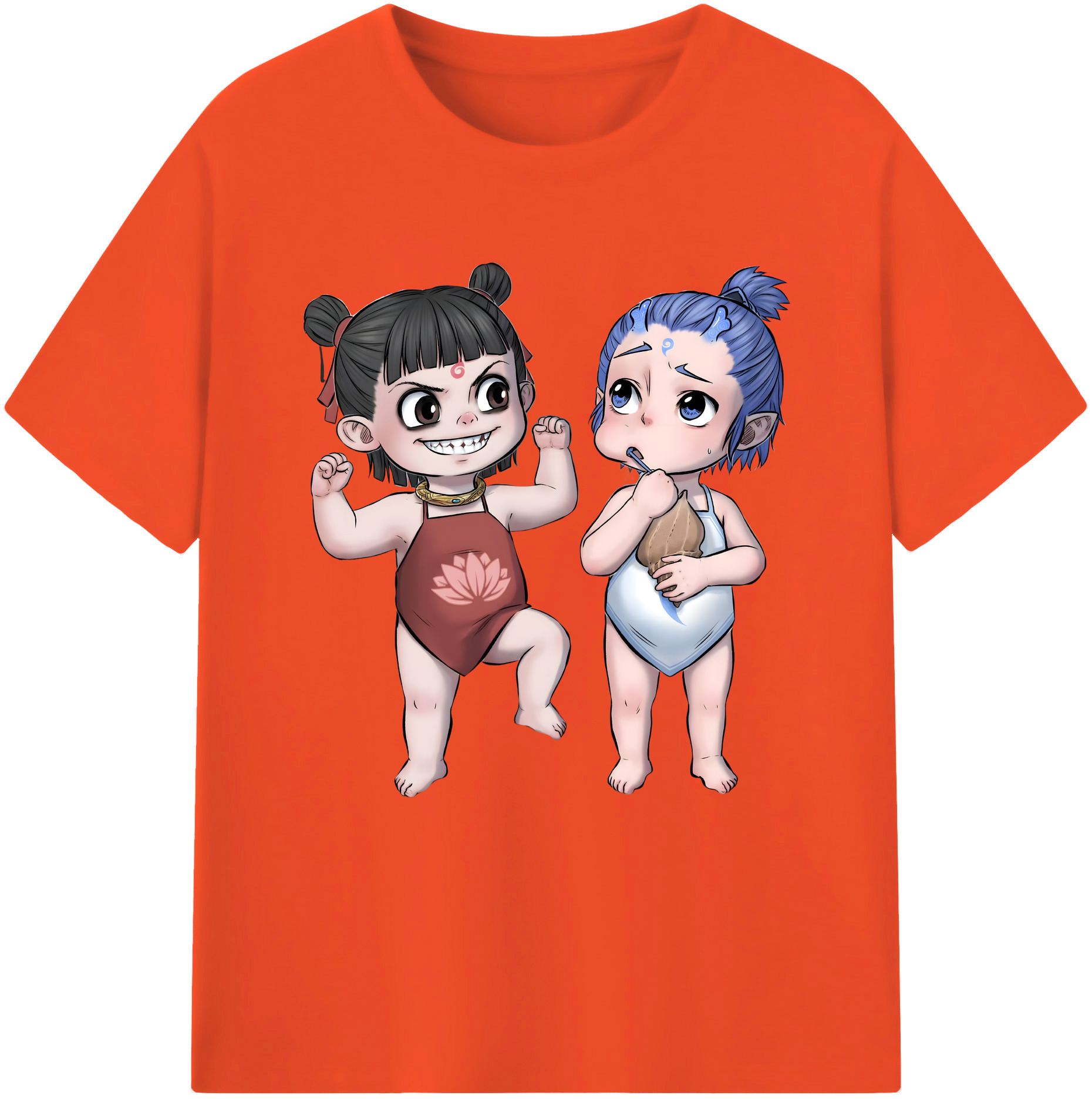 （画像用） Ne Zha 2 ナタ 魔童の大暴れ 綿100％半袖Tシャツ（フロントプリント）