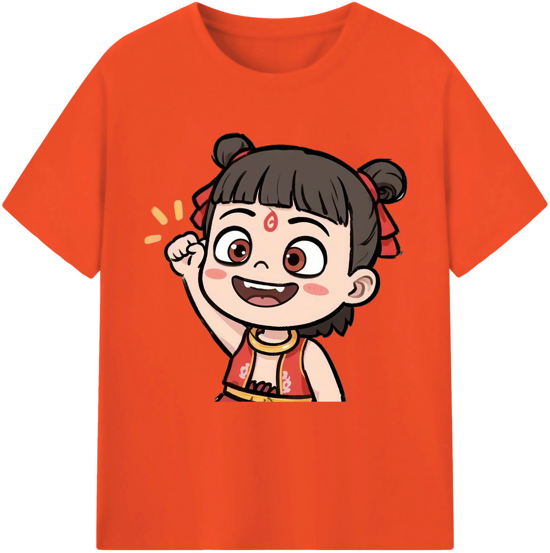 （画像用） Ne Zha 2 ナタ 魔童の大暴れ 綿100％半袖Tシャツ（フロントプリント）