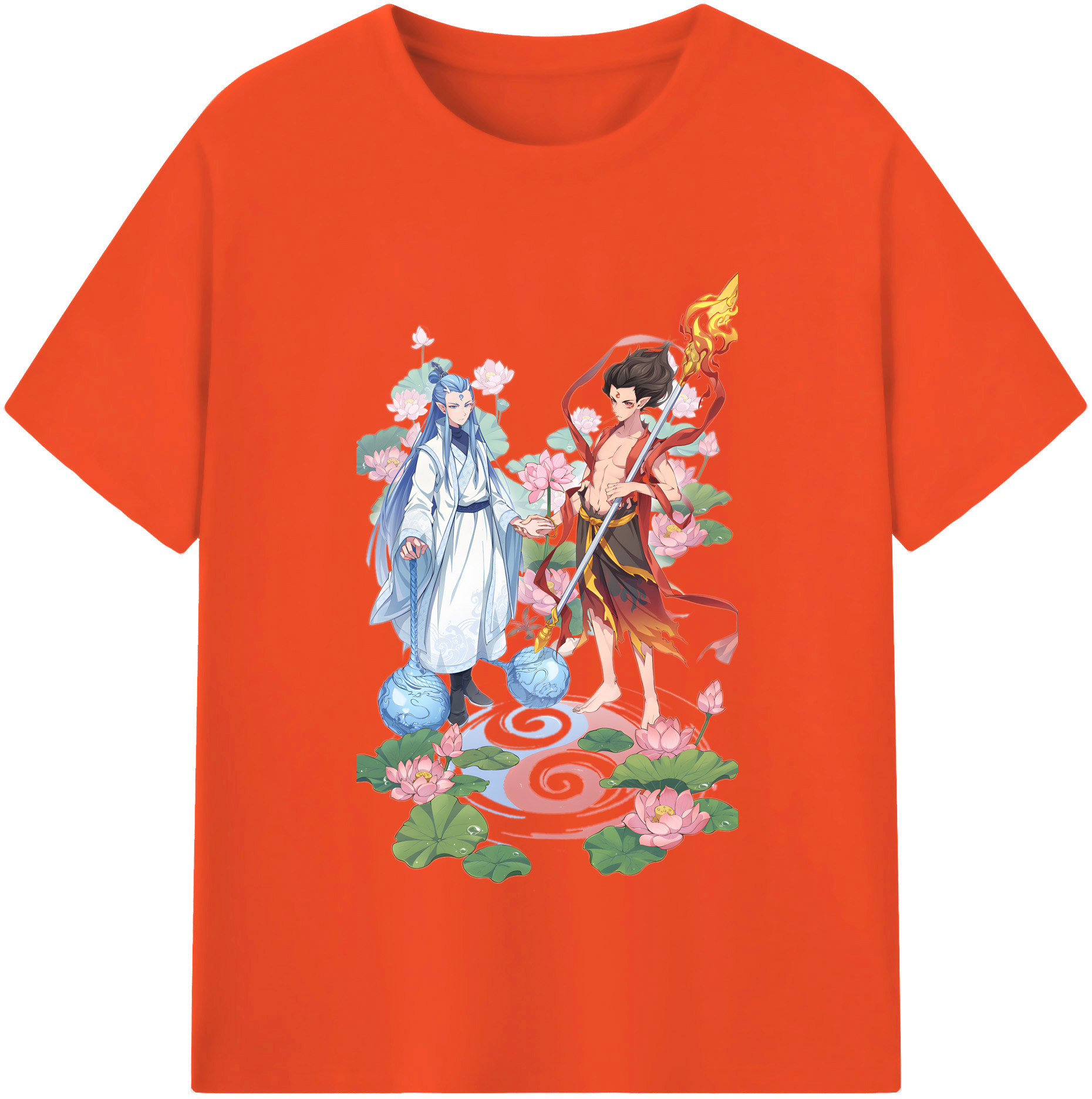 （画像用） Ne Zha 2 ナタ 魔童の大暴れ 綿100％半袖Tシャツ（フロントプリント）