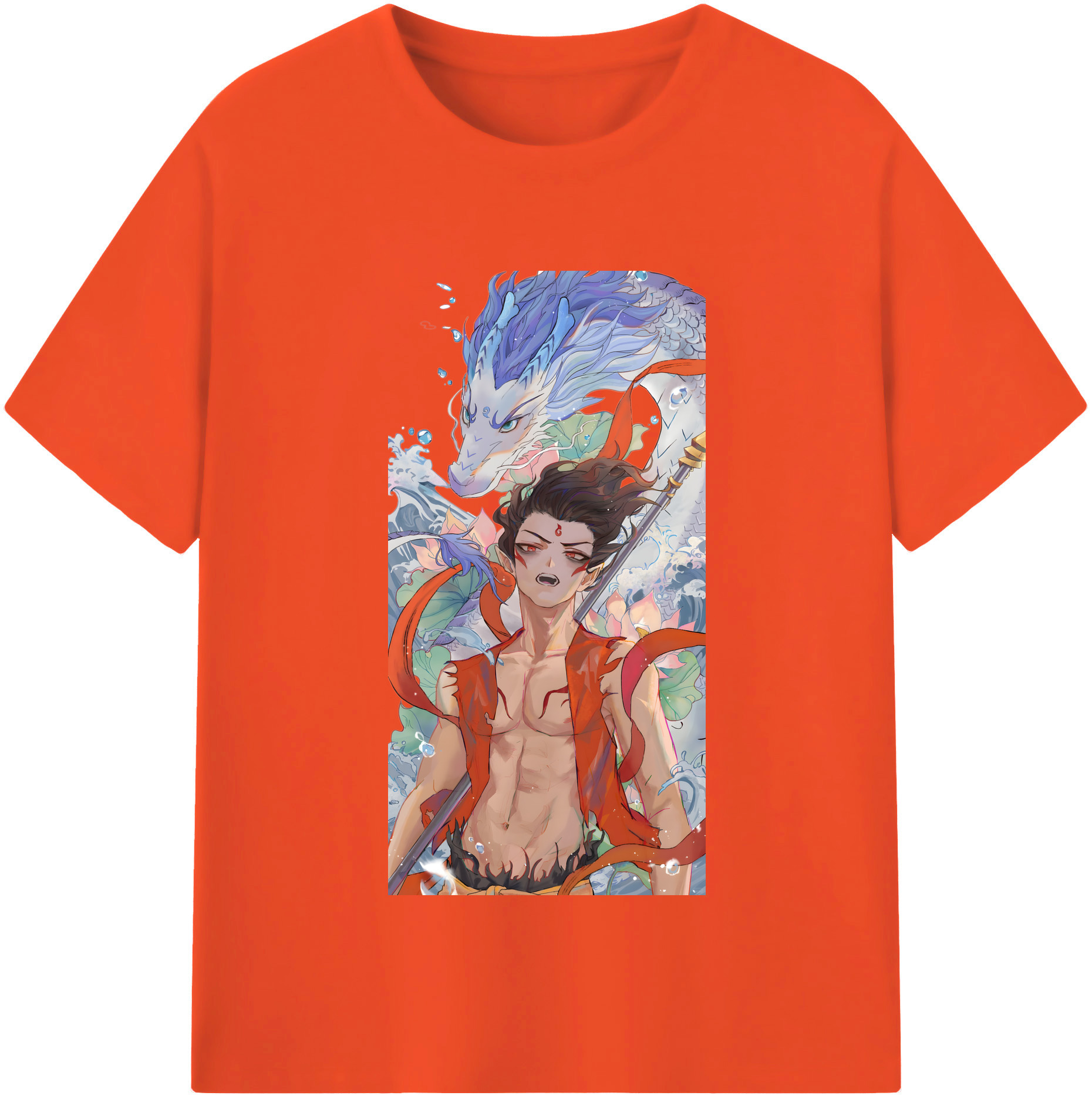 （画像用） Ne Zha 2 ナタ 魔童の大暴れ 綿100％半袖Tシャツ（フロントプリント）