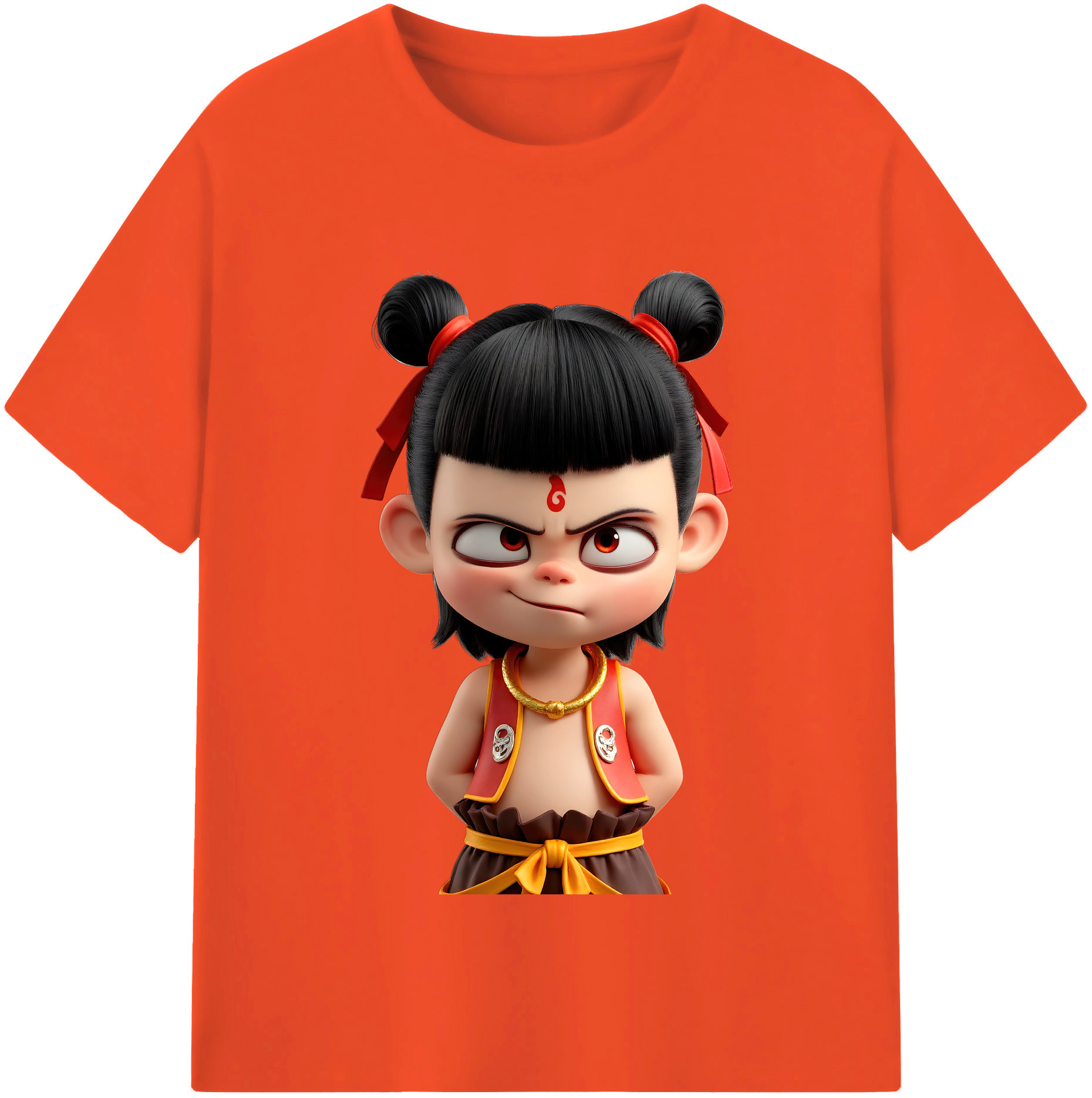 （画像用） Ne Zha 2 ナタ 魔童の大暴れ 綿100％半袖Tシャツ（フロントプリント）