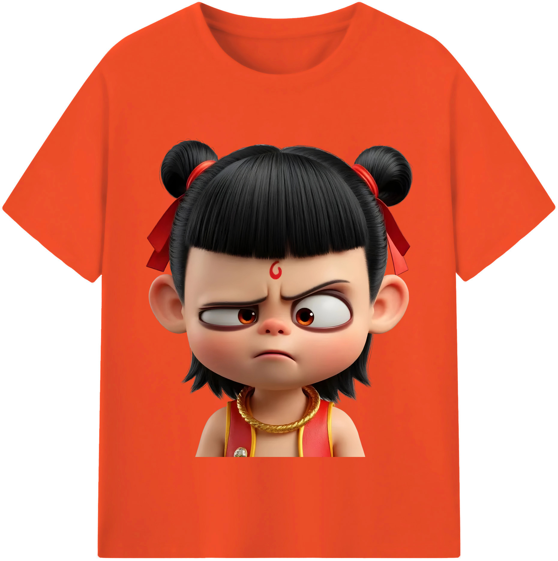 （画像用） Ne Zha 2 ナタ 魔童の大暴れ 綿100％半袖Tシャツ（フロントプリント）